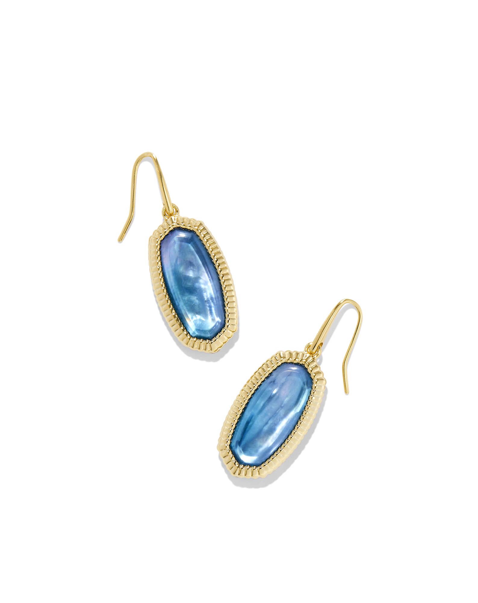 Dani Gold Ridge Frame Drop Earrings in Indigo Watercolor Illusion