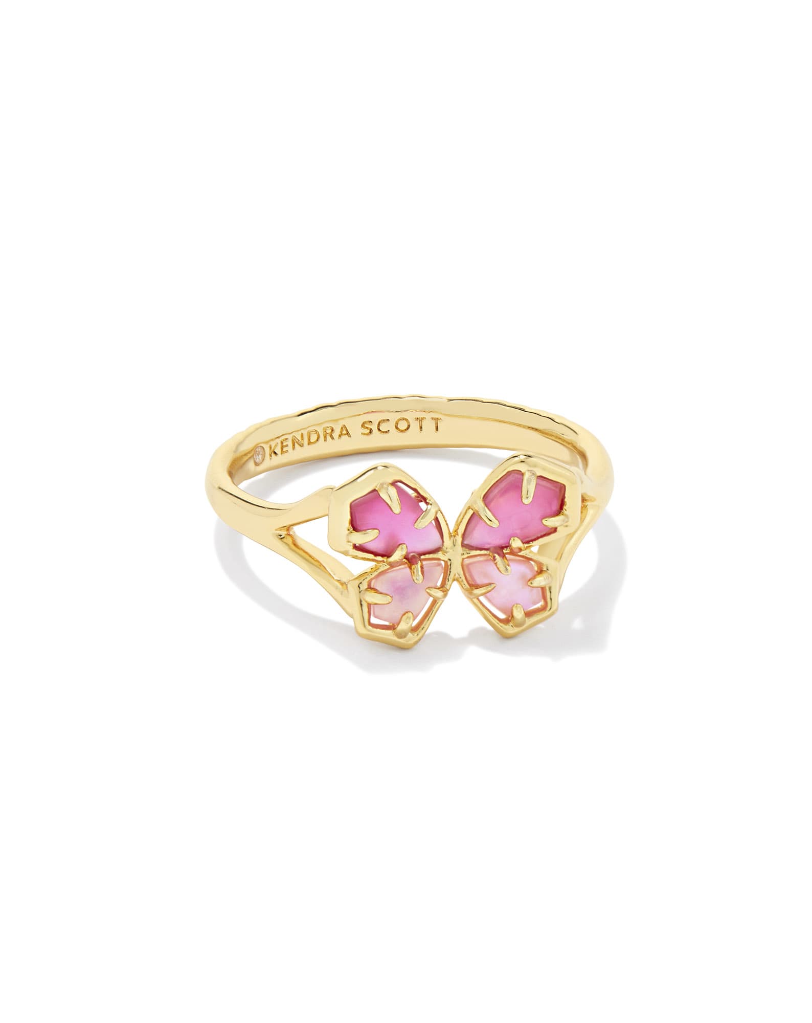 Mae Gold Butterfly Cocktail Ring in Azalea Pink Mix