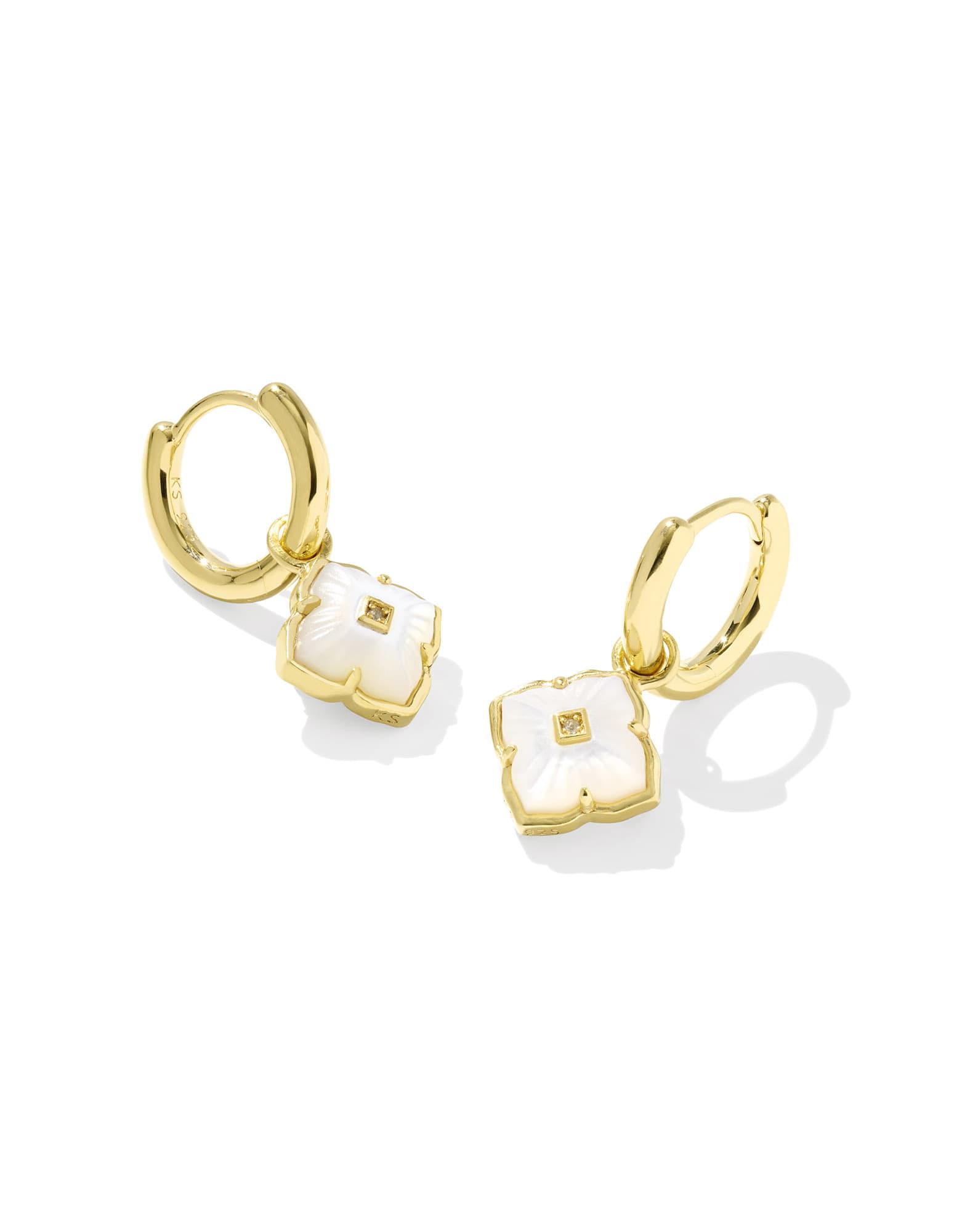 Dira 18k Gold Vermeil Carved Stone Huggie Earrings