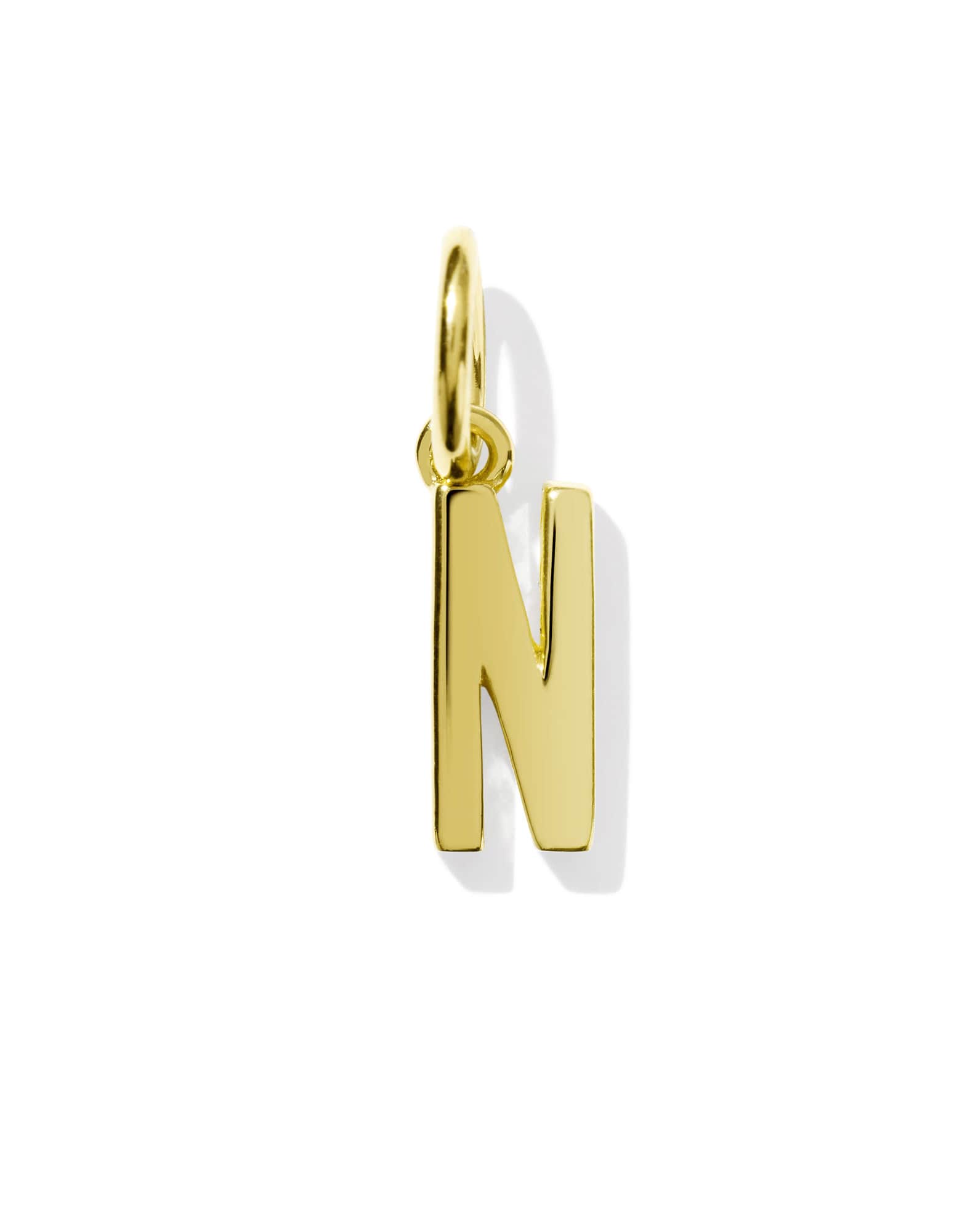 Metal Letter N 18k Gold Vermeil Charm