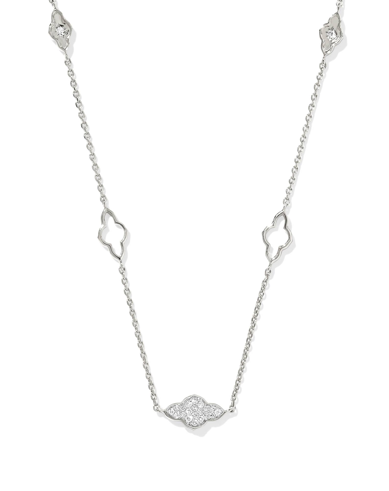 Abbie 14k White Gold Pave Strand Necklace