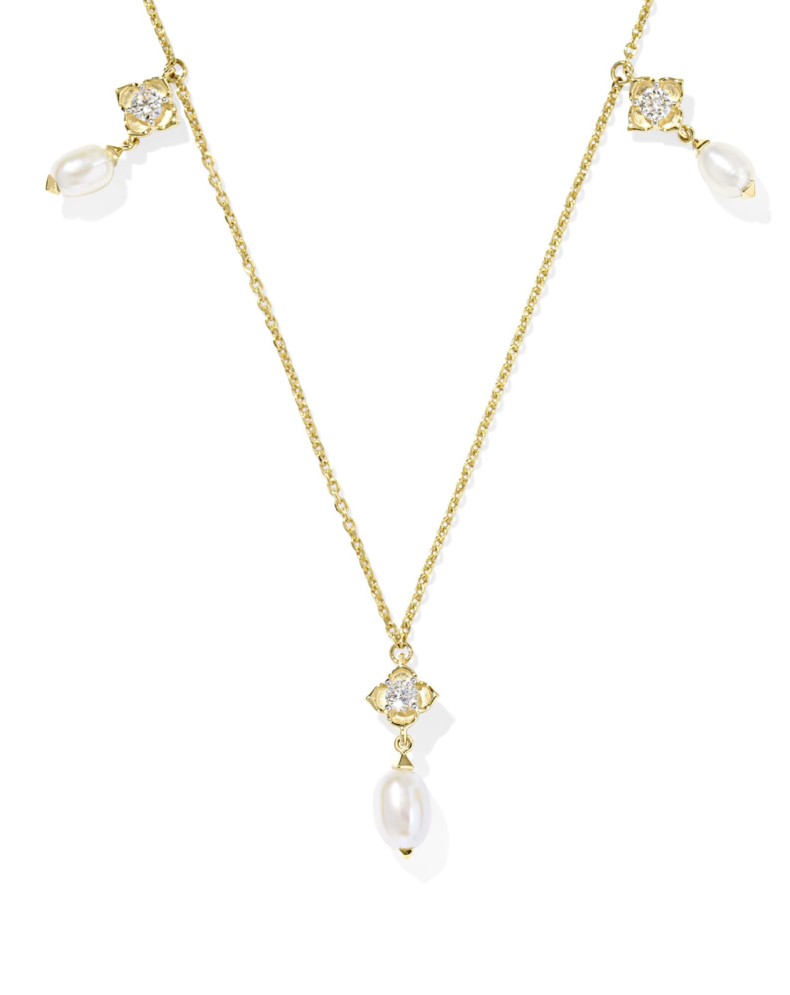 0.21 ct Lab Grown Diamond Dira 14k Yellow Gold Pearl Strand Necklace