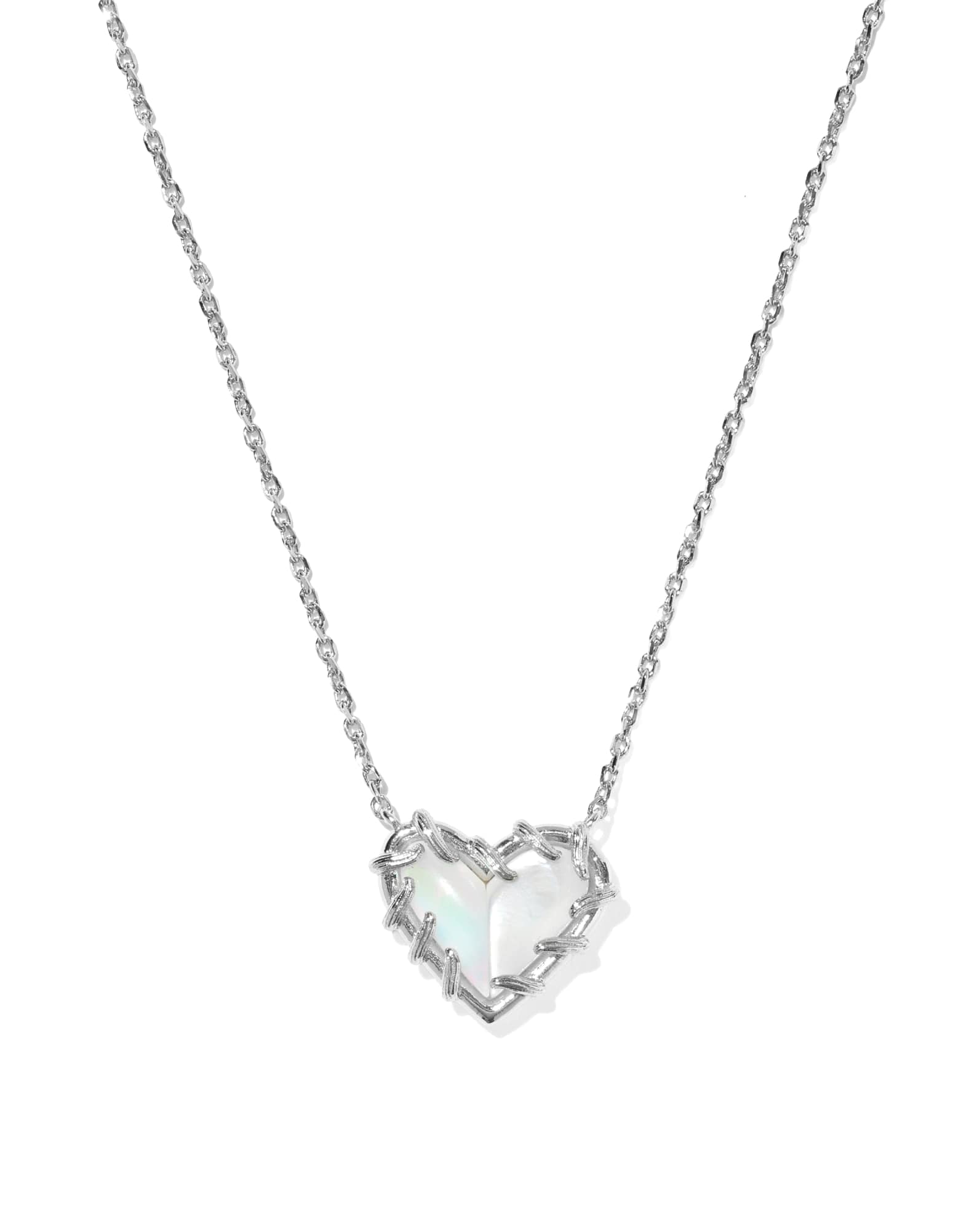 Dolly Parton x Kendra Scott Patchwork Ari Heart Silver Short Pendant Necklace