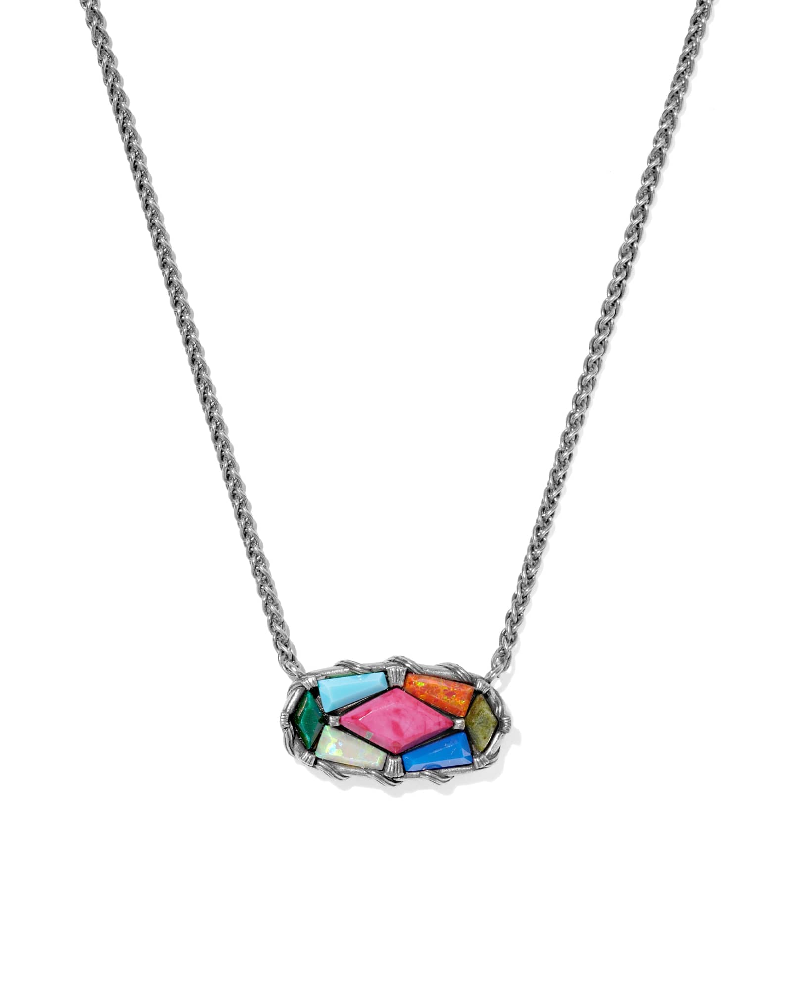 Dolly Parton x Kendra Scott Patchwork Elisa Vintage Silver Short Pendant Necklace
