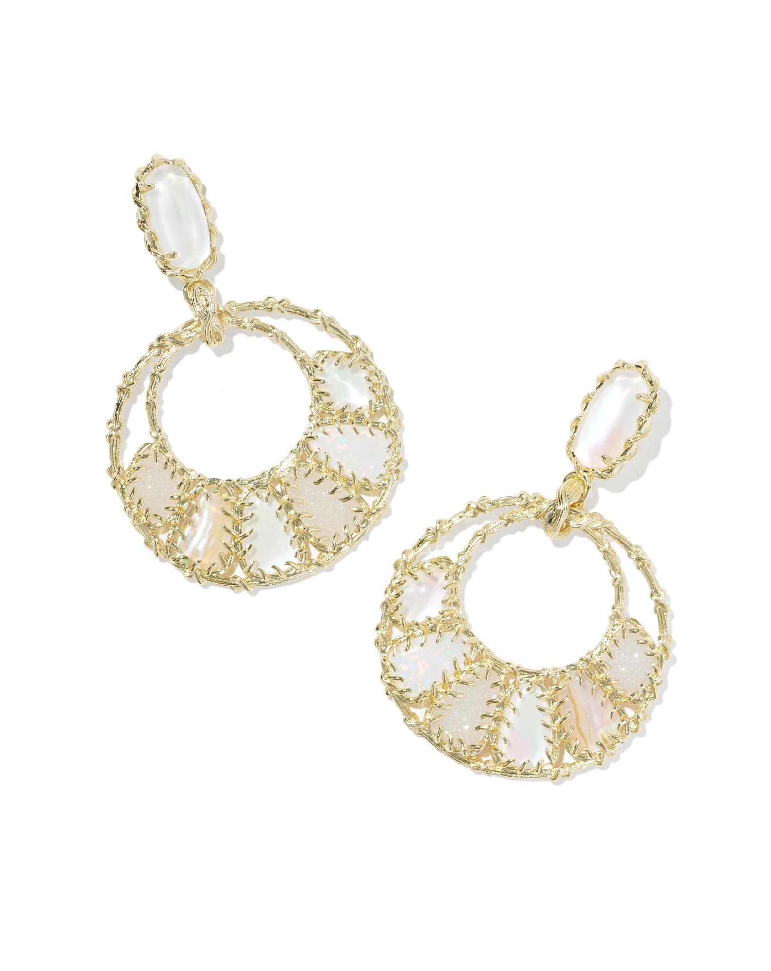 Dolly Parton x Kendra Scott Patchwork Open Frame Gold Statement Earrings
