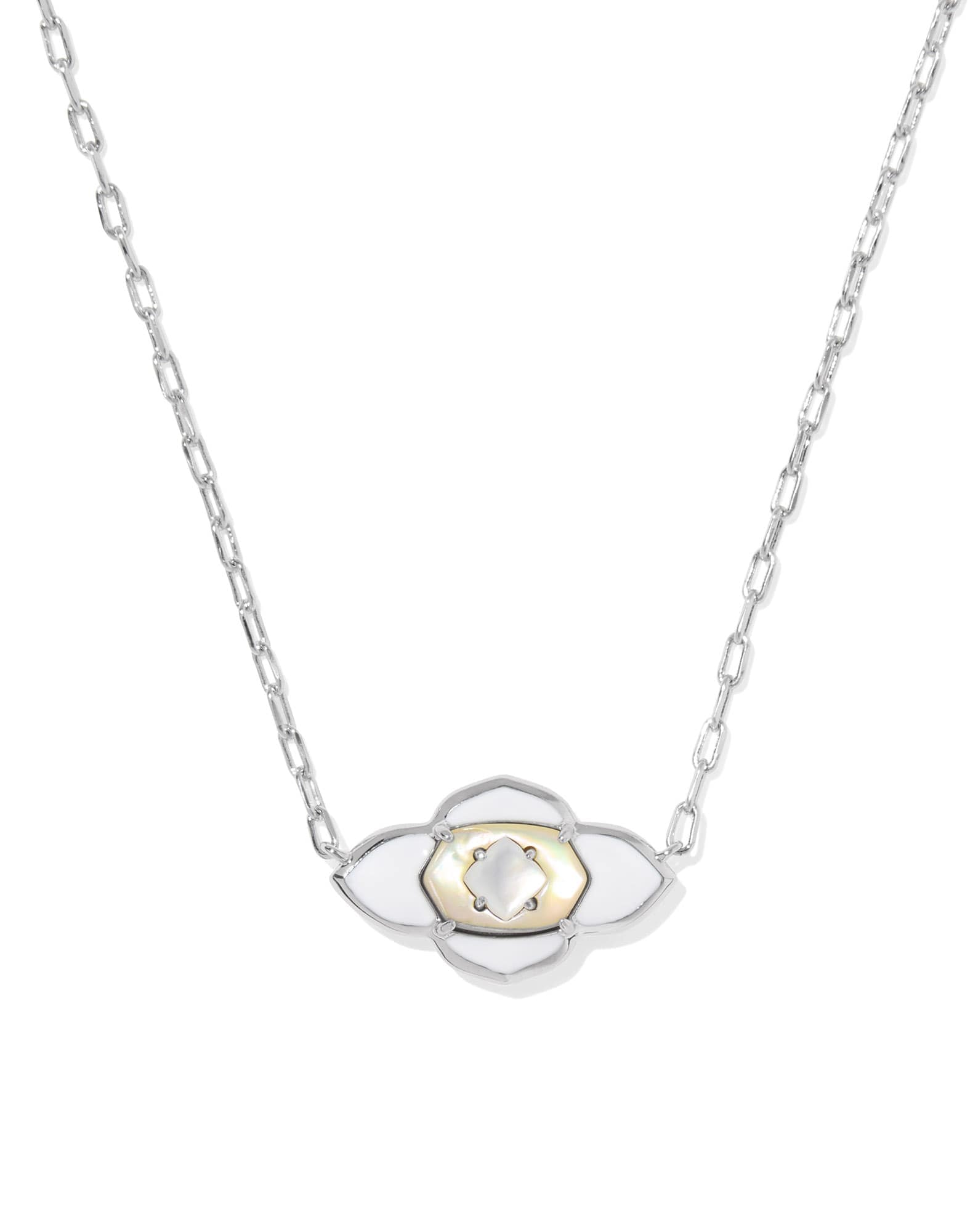 Abbie Medallion Silver Short Pendant Necklace