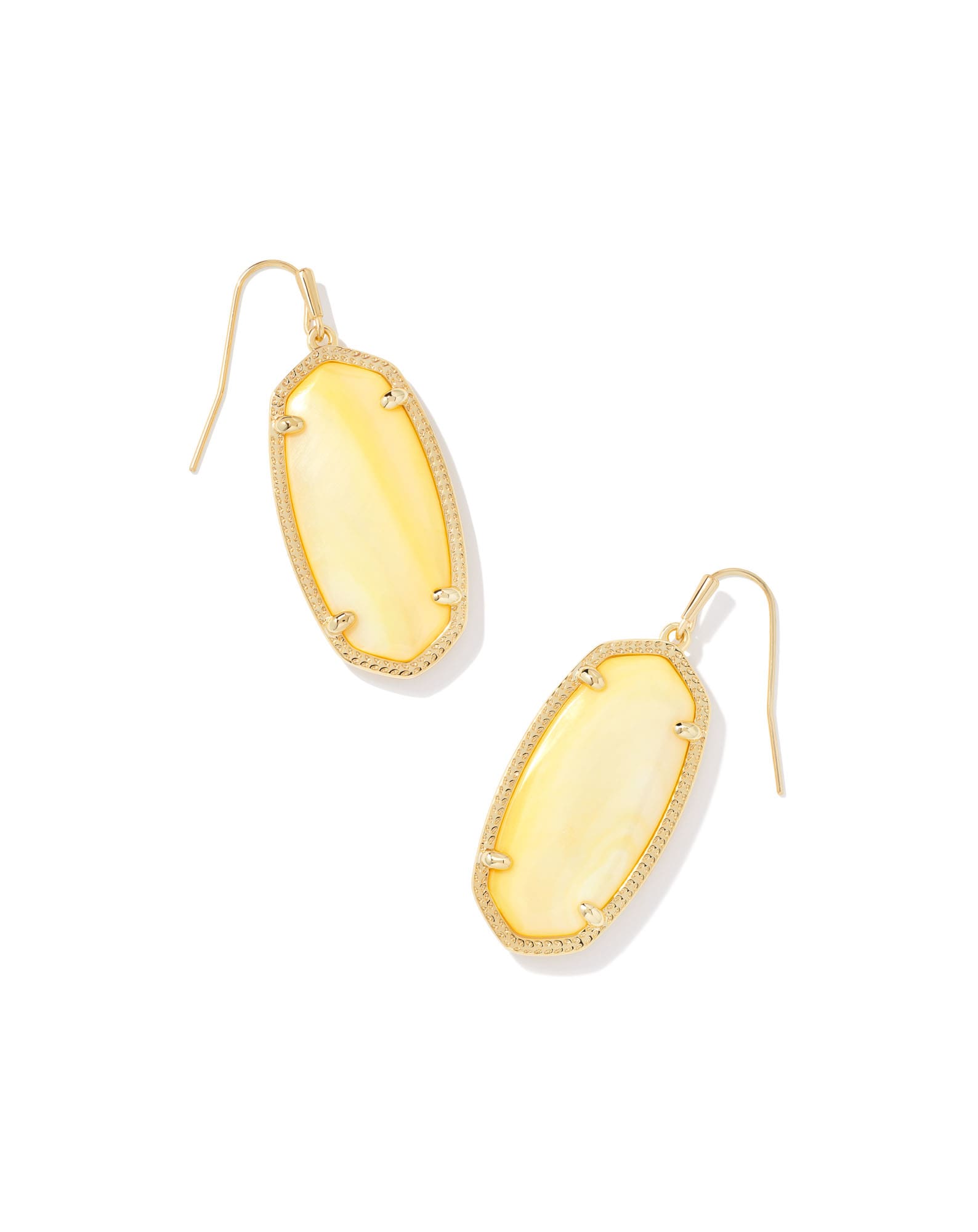 Elle Gold Drop Earrings in Light Yellow Mother-Of-Pearl