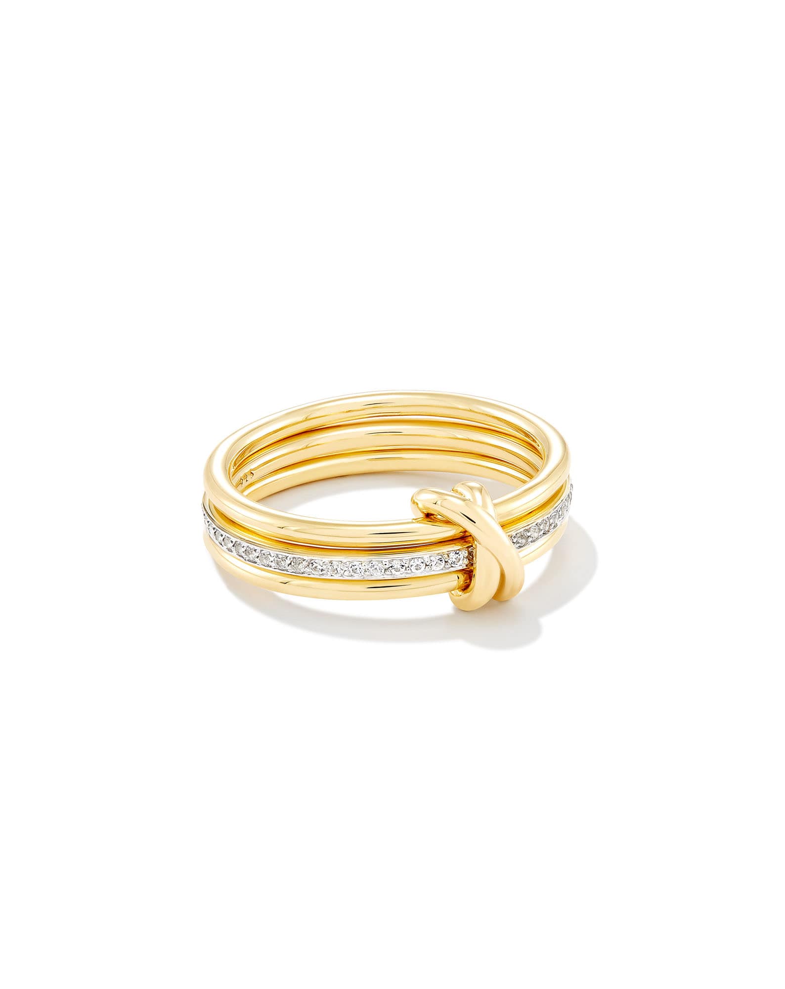 Tia 18k Gold Vermeil Band Ring in White Sapphire