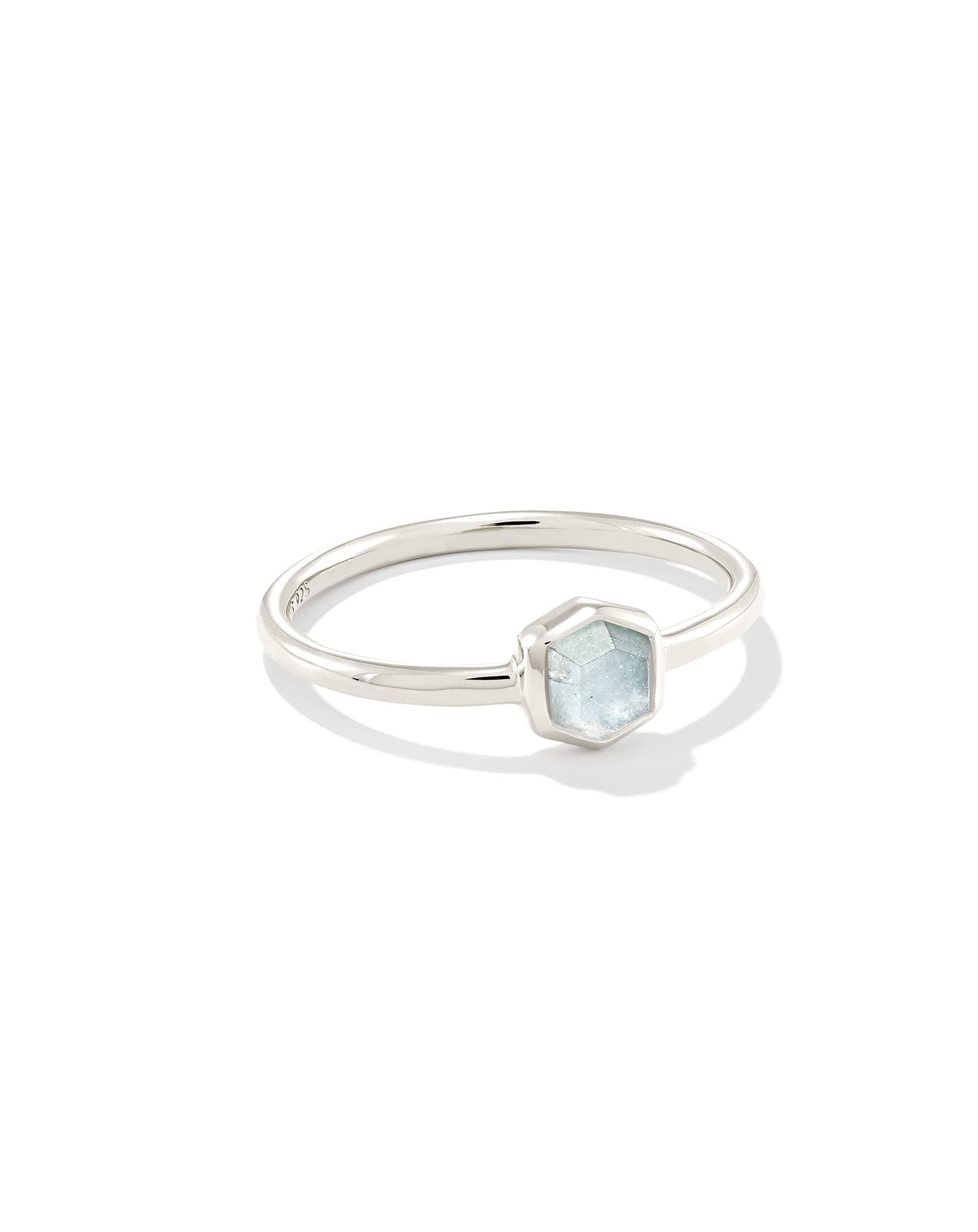 Davie Sterling Silver Band Ring in White Opal