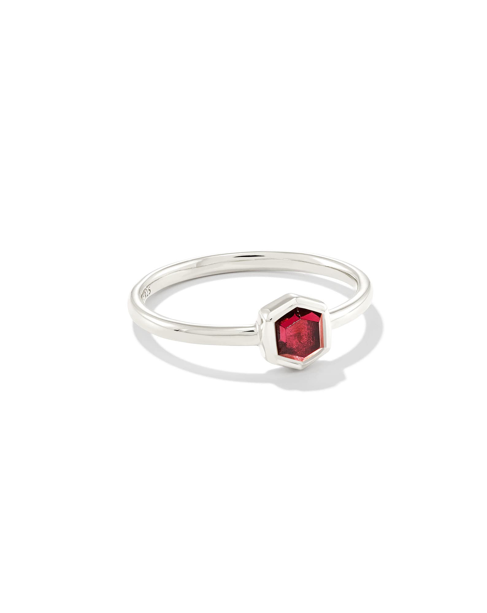 Davie Sterling Silver Band Ring in Red Garnet