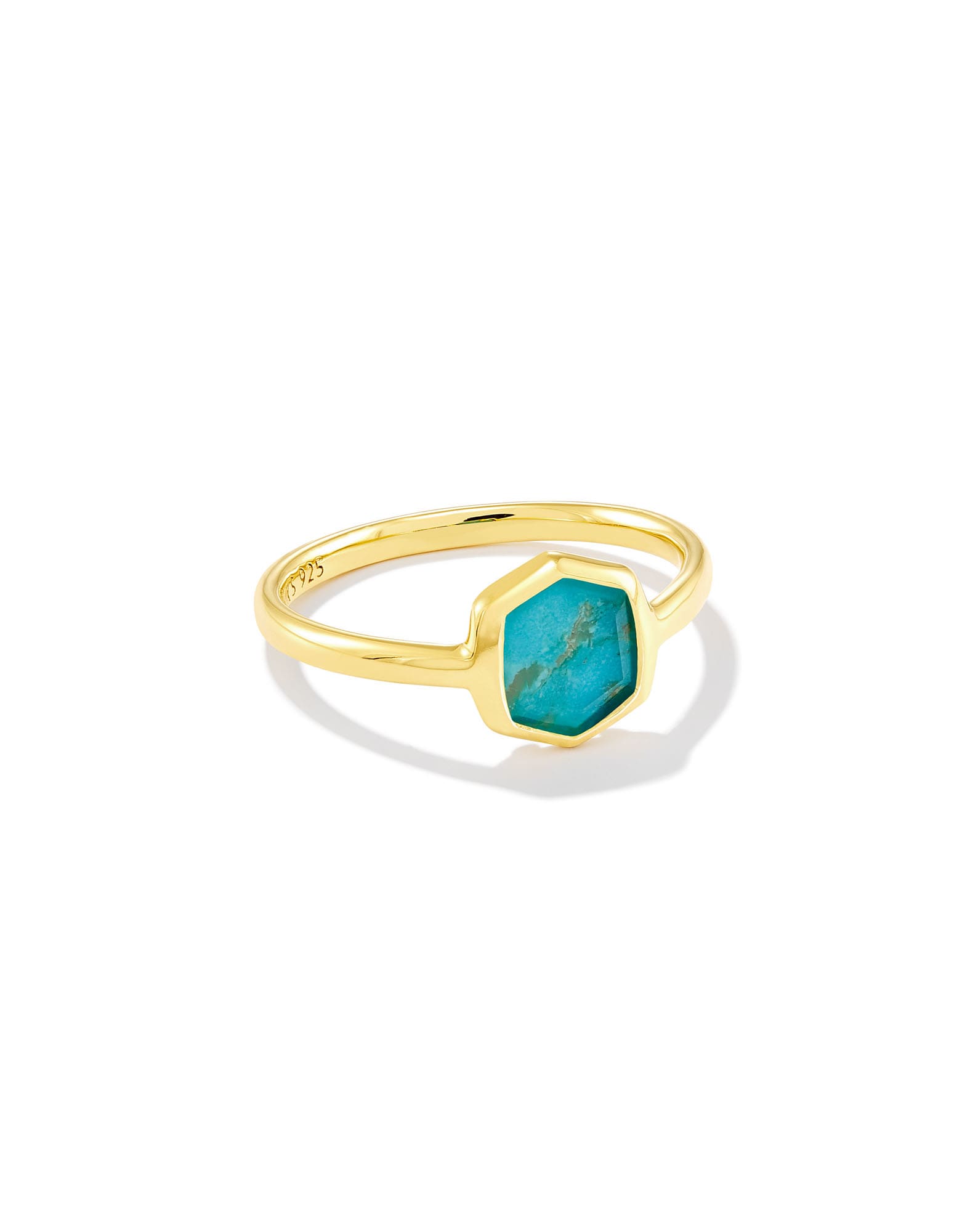 Davis 18k Gold Vermeil Small Stone Band Ring in Turquoise