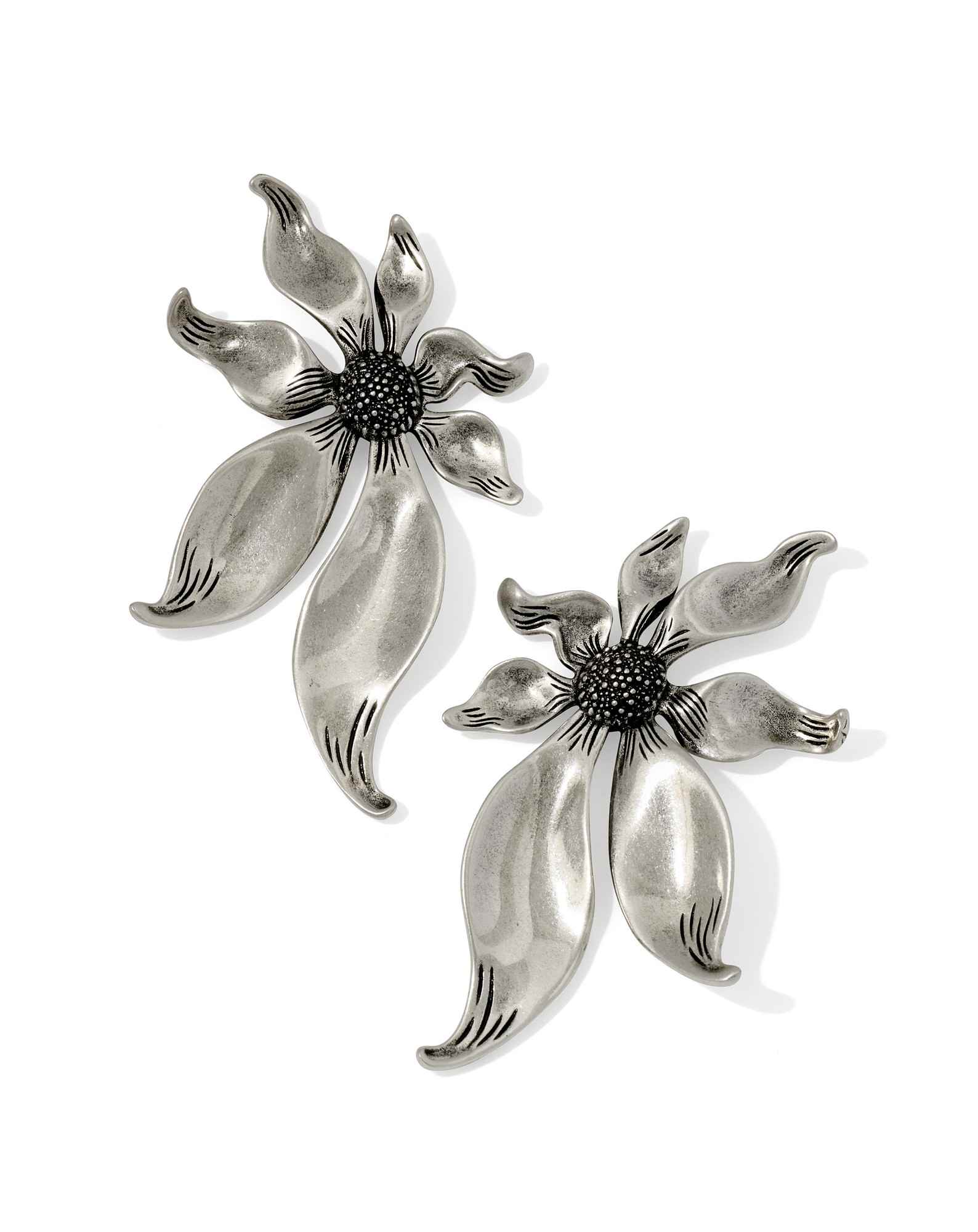 Anya Flower Vintage Silver Statement Earrings