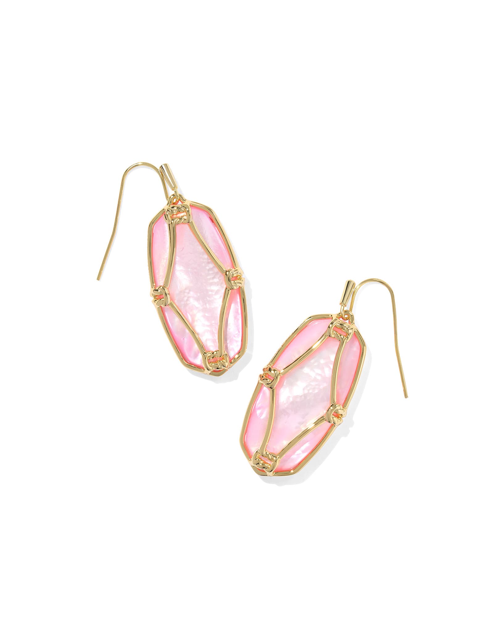 Elle Lattice Frame Gold Drop Earrings