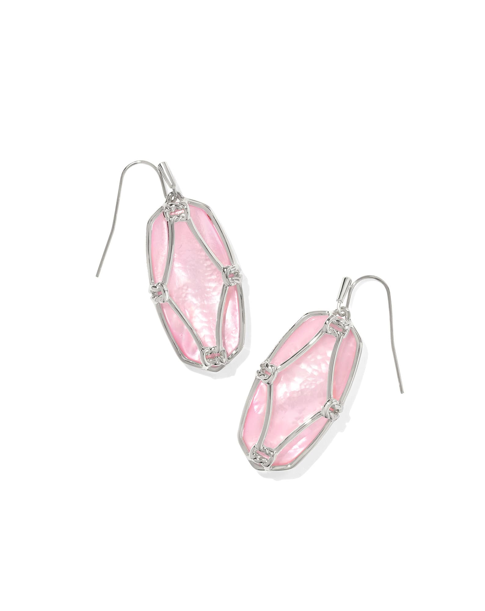 Elle Lattice Frame Silver Drop Earrings