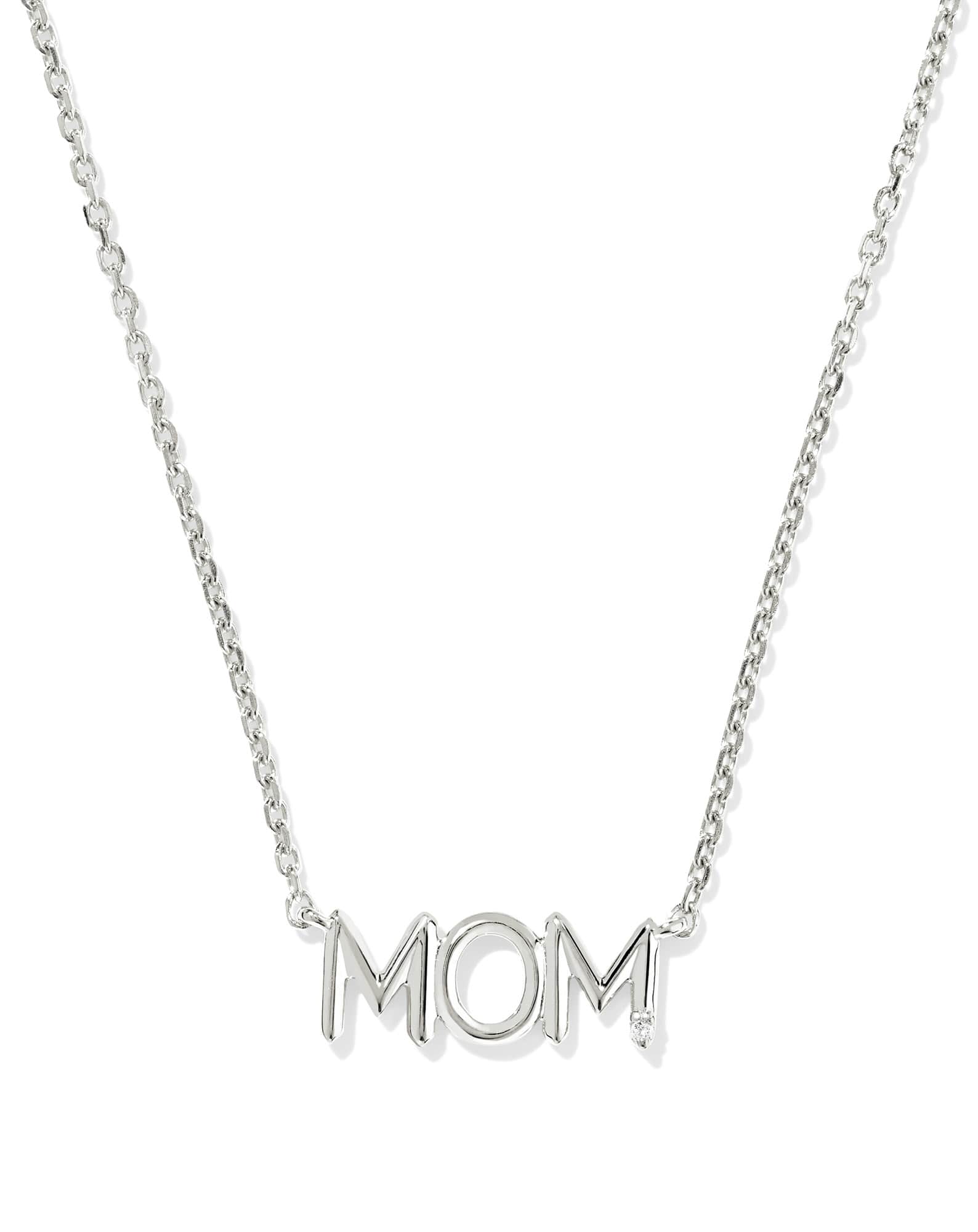 Mom Sparkle Sterling Silver Short Pendant Necklace