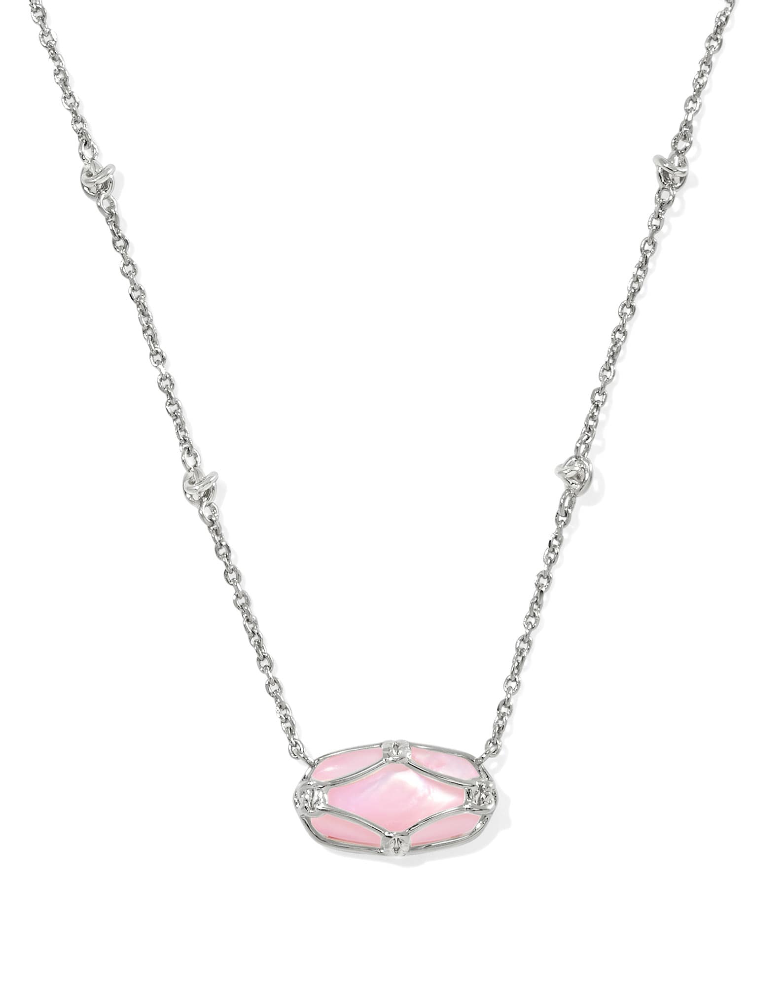 Elisa Lattice Frame Silver Short Pendant Necklace