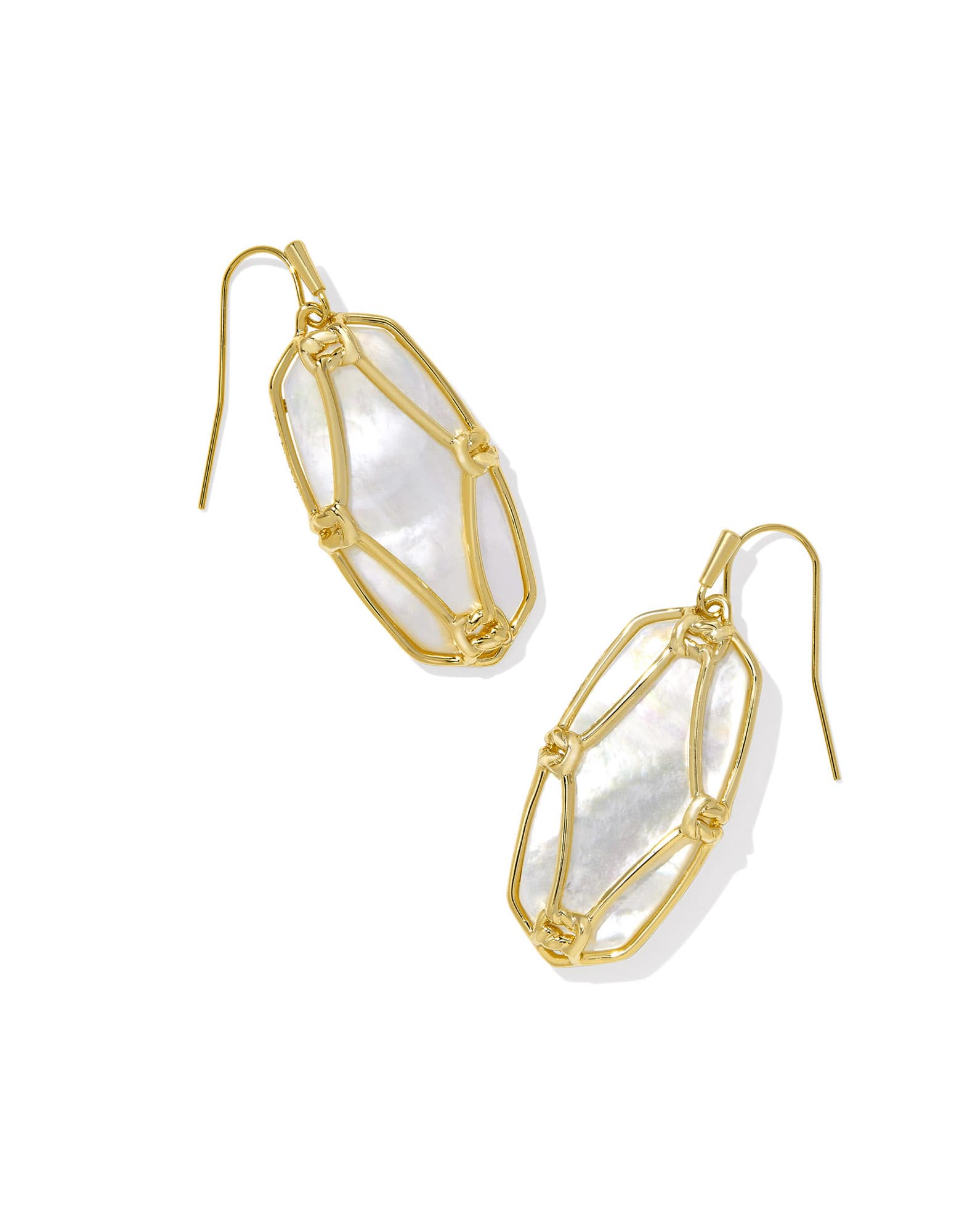 Elle Lattice Frame Gold Drop Earrings