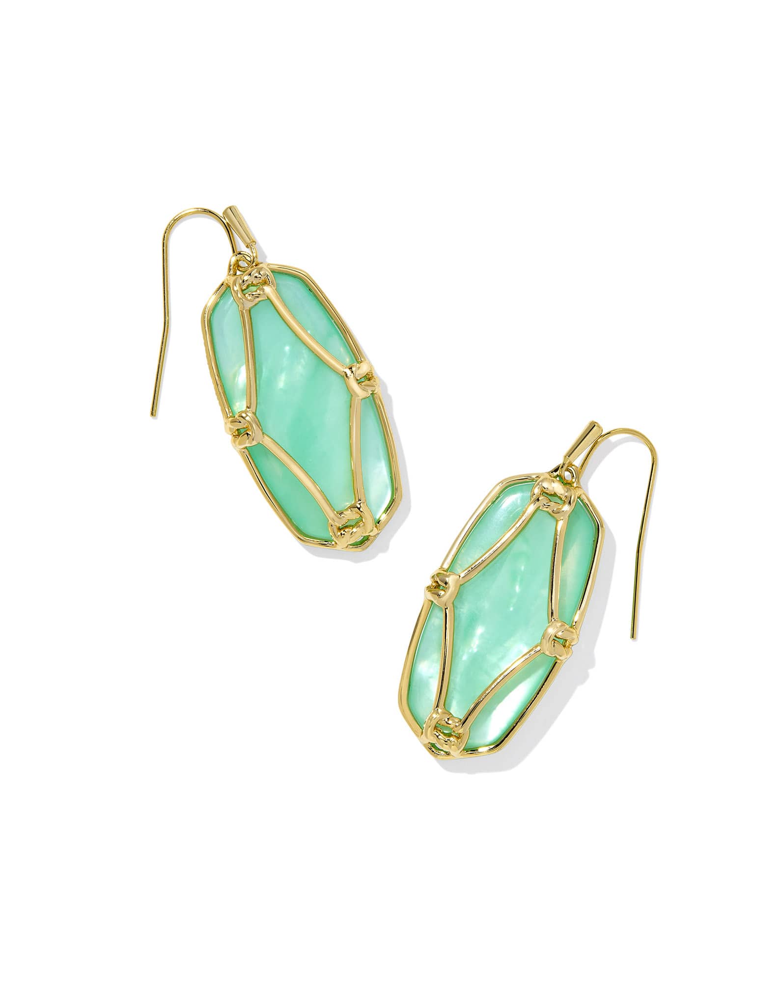Elle Lattice Frame Gold Drop Earrings