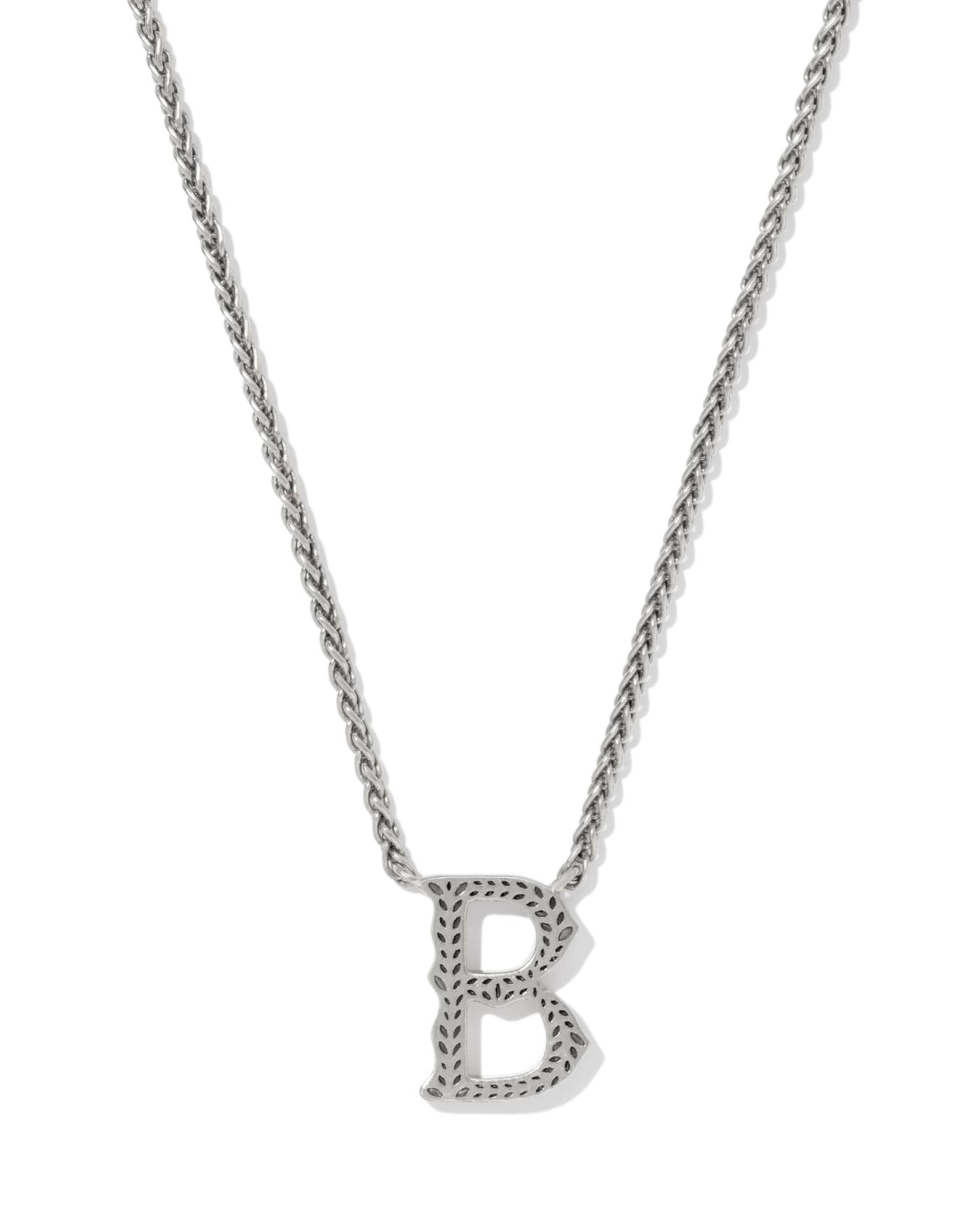 Beau Letter B Pendant Necklace in Vintage Silver