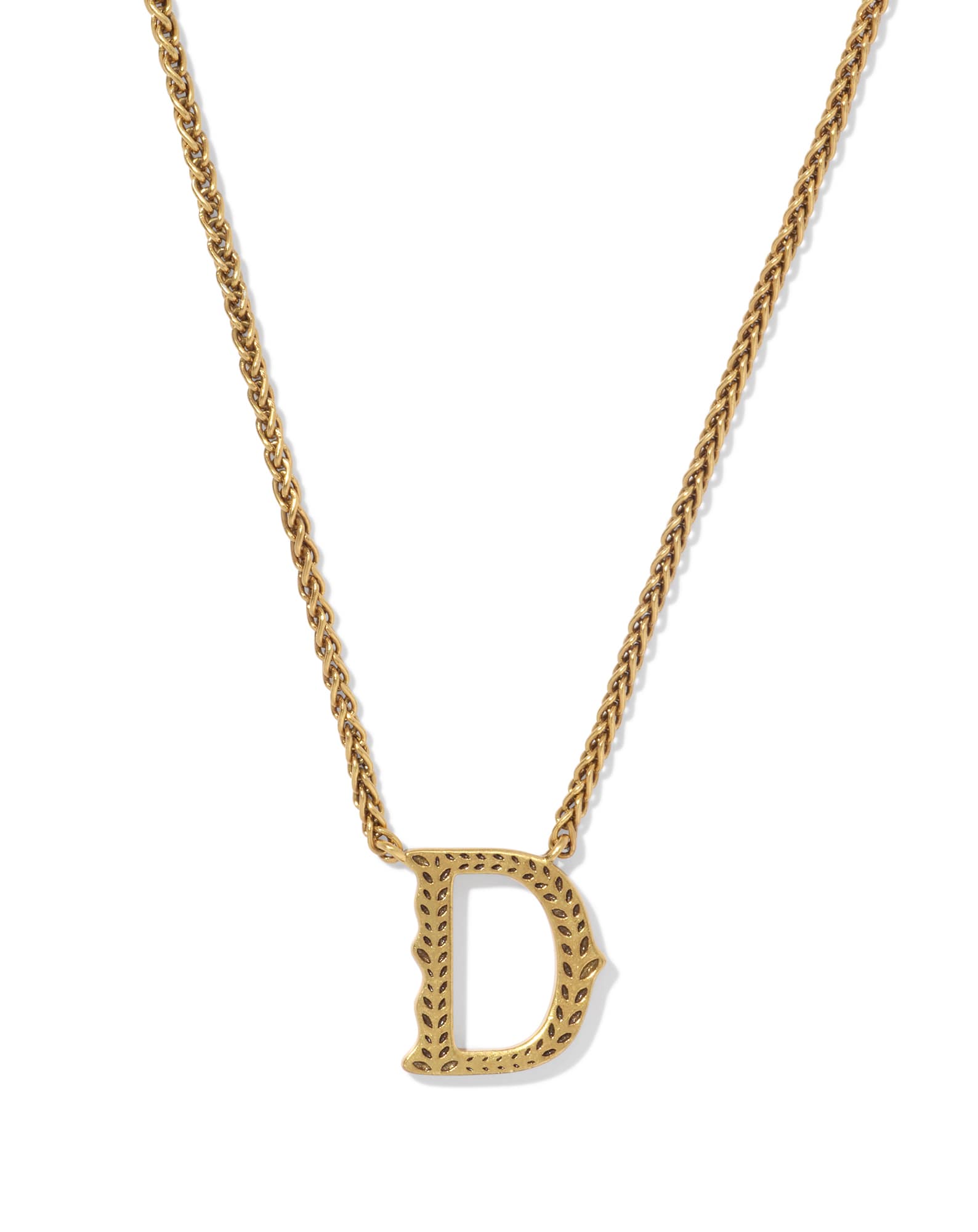 Beau Letter D Pendant Necklace in Vintage Gold