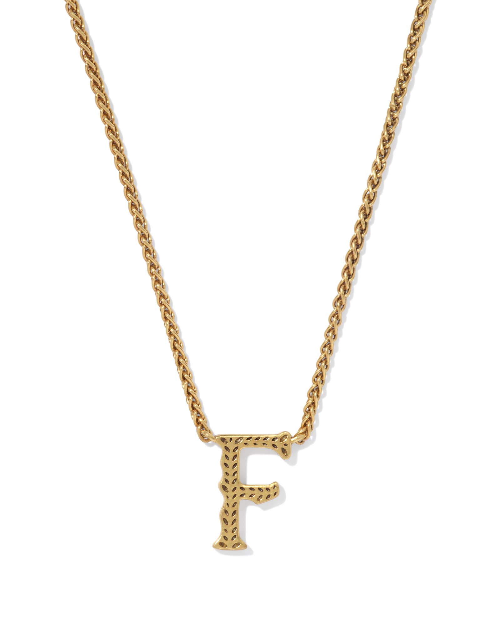 Beau Letter F Pendant Necklace in Vintage Gold