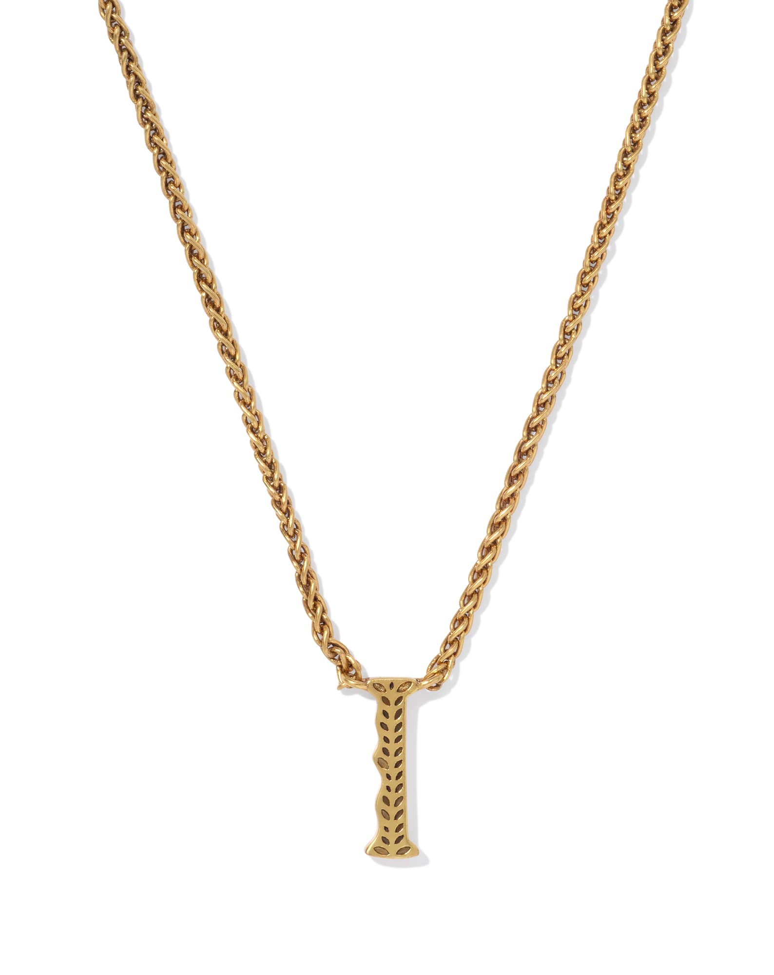 Beau Letter I Pendant Necklace in Vintage Gold
