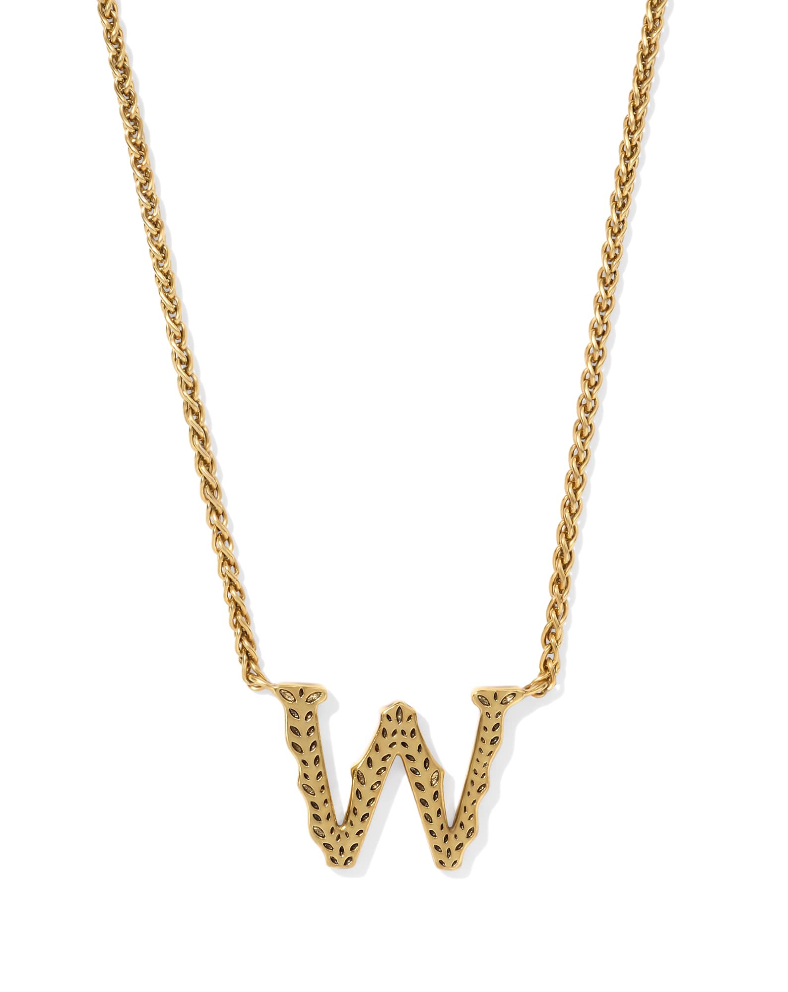 Beau Letter W Pendant Necklace in Vintage Gold