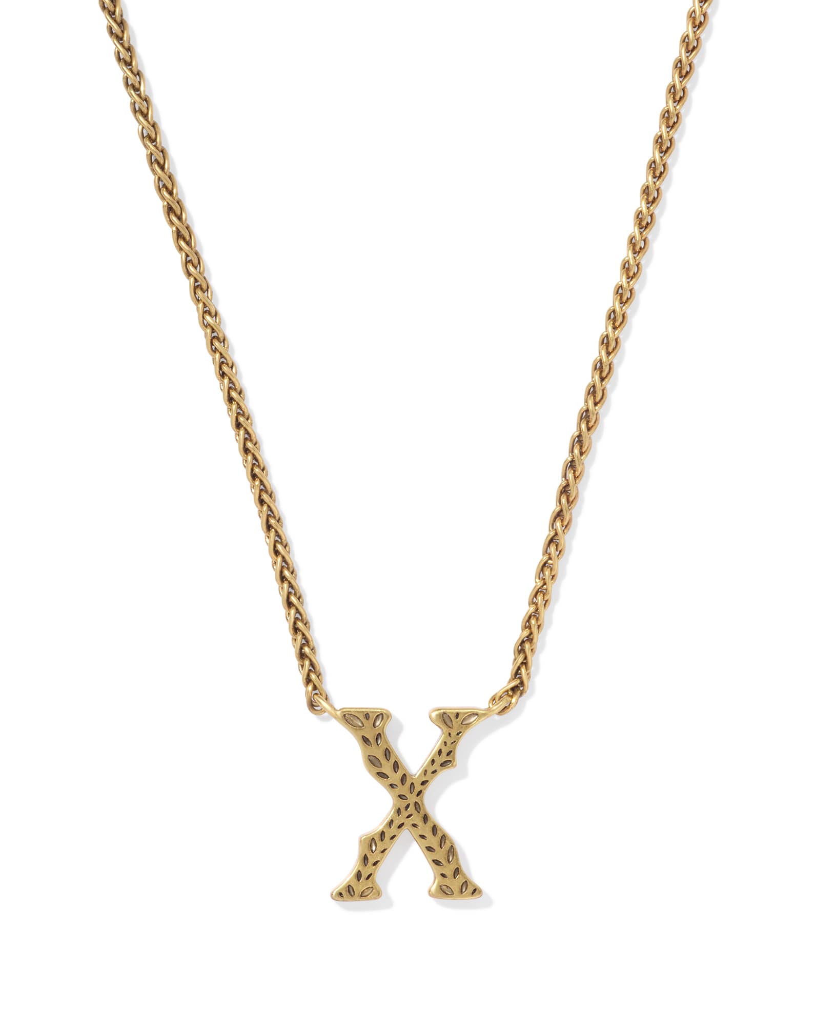 Beau Letter X Pendant Necklace in Vintage Gold