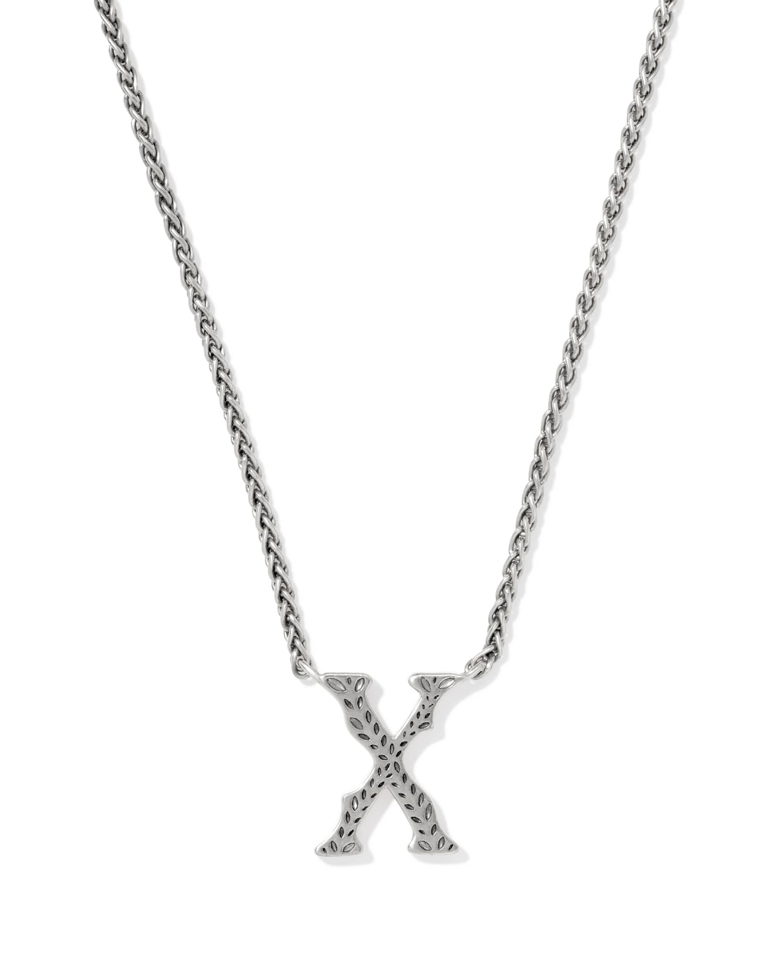 Beau Letter X Pendant Necklace in Vintage Silver