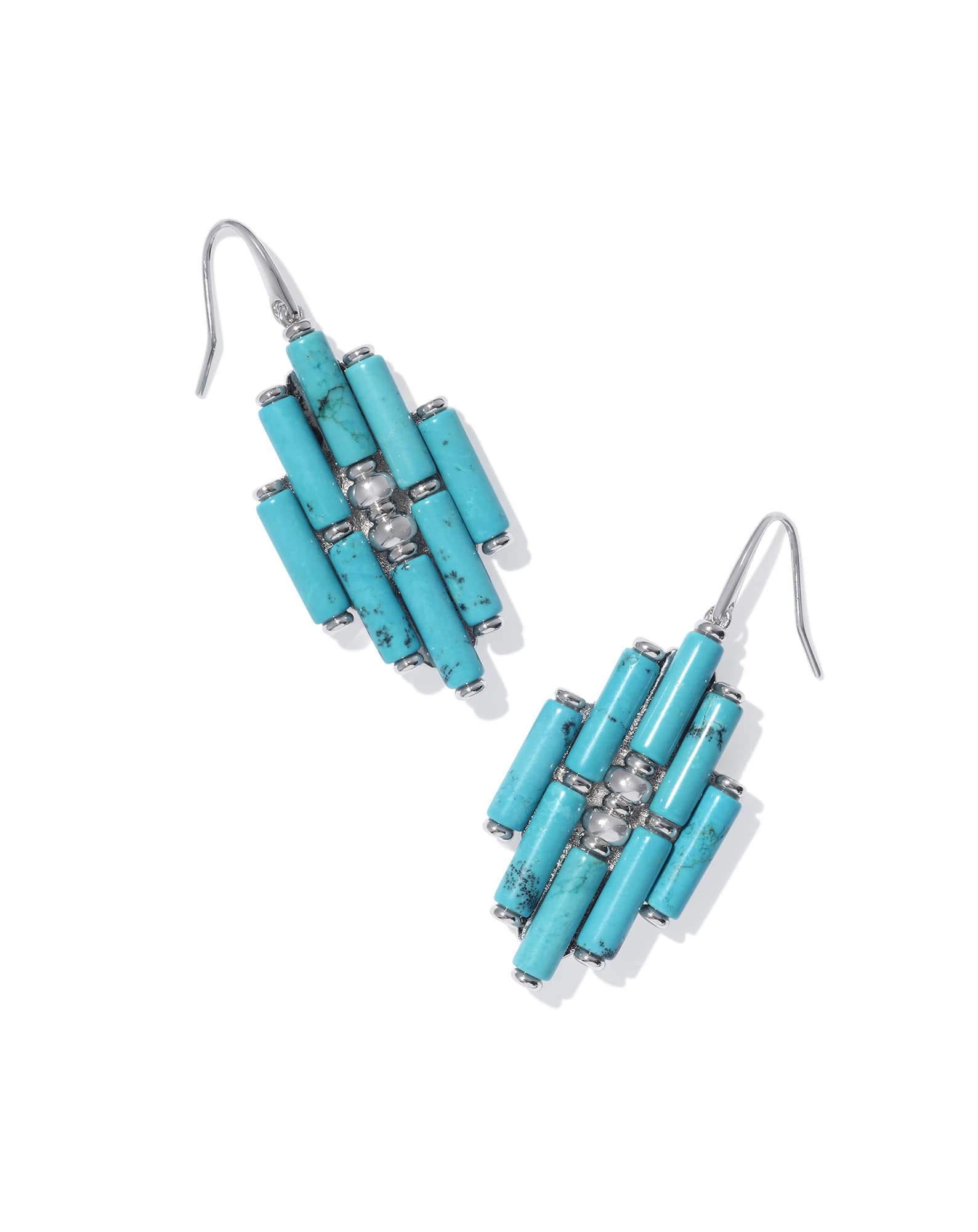 Ember Silver Drop Earrings in Variegated Turquoise Magnesite