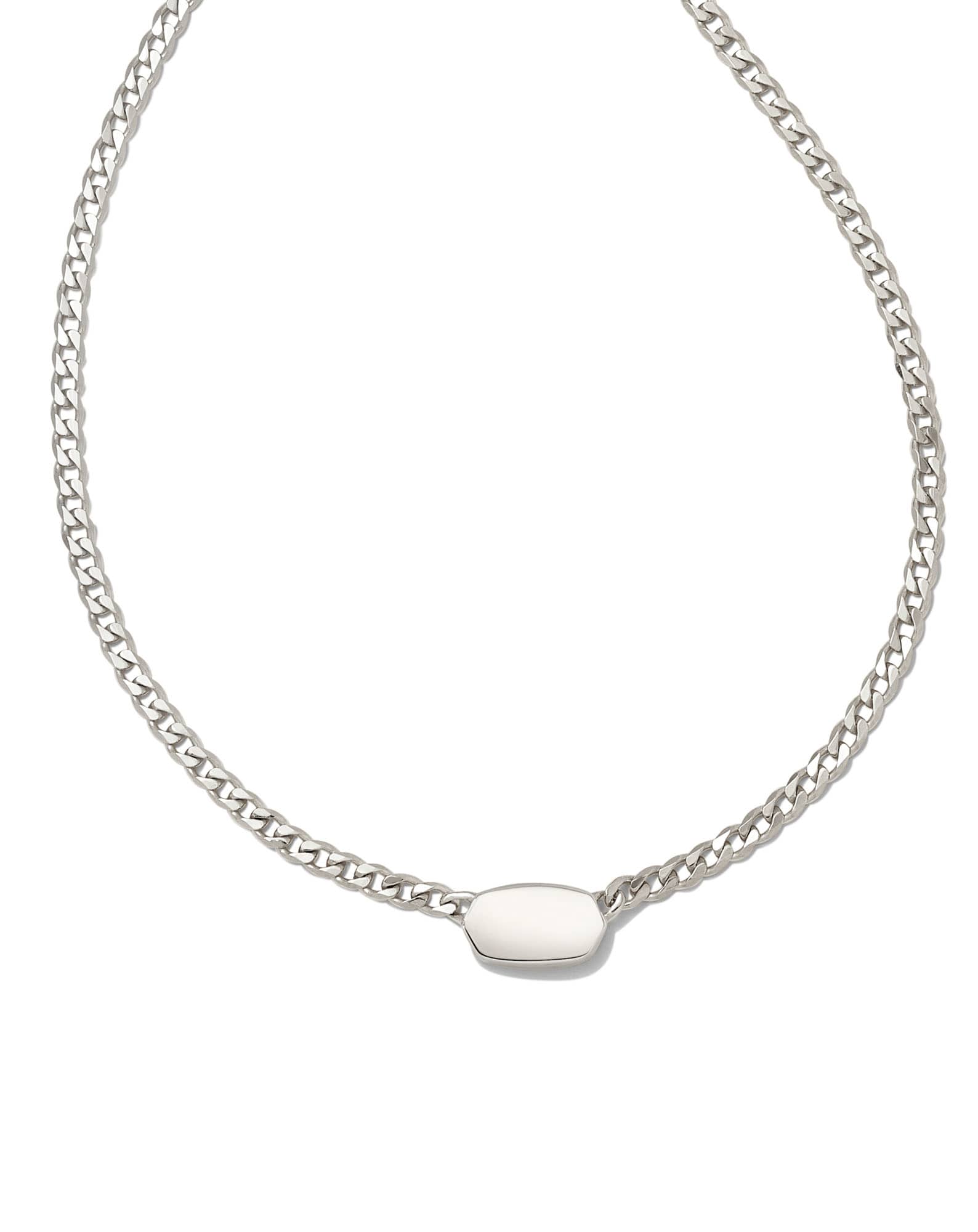 Fern Metal Curb Chain Necklace in Sterling Silver