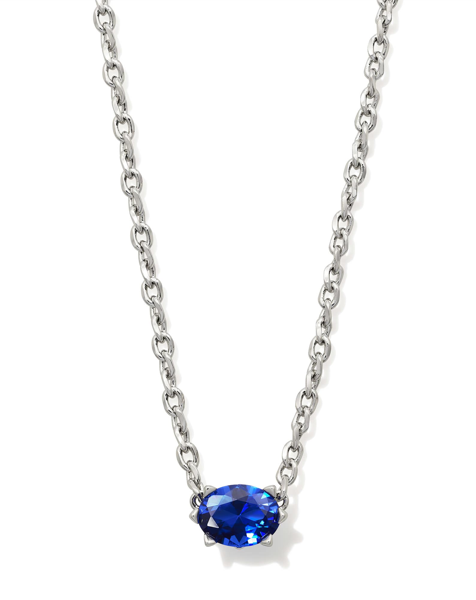 Cailin Silver Pendant Necklace in Blue Crystal