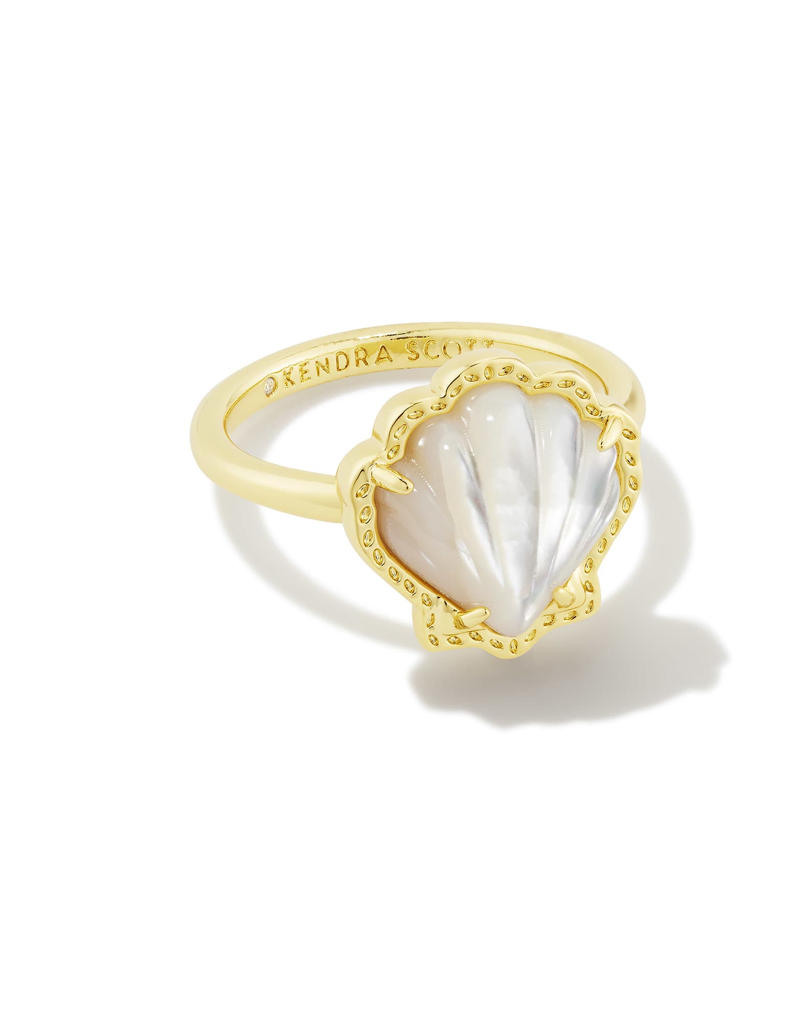 Brynne Gold Shell Band Ring in Ivory Mother-of-Pearl