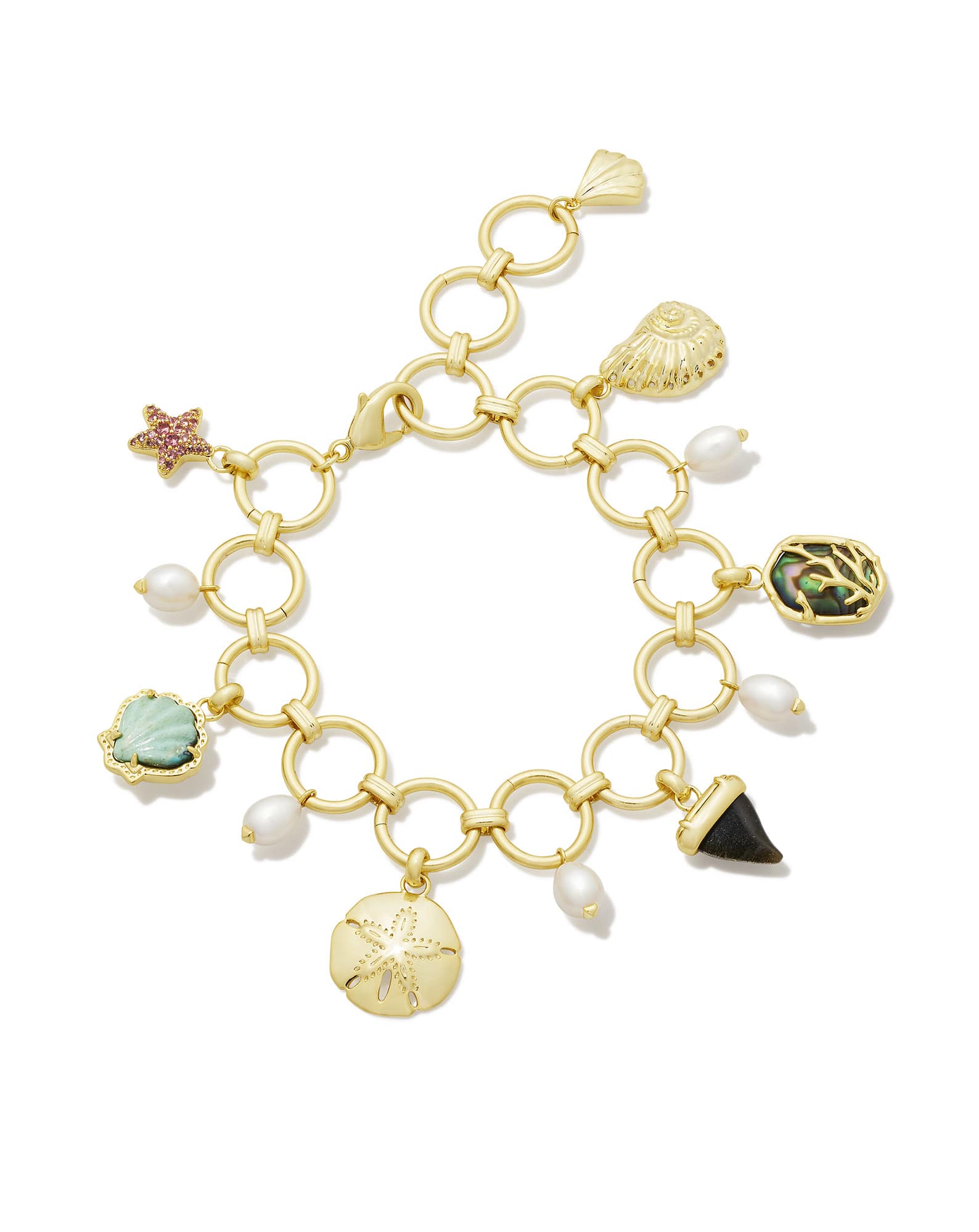 Brynne Gold Shell Charm Bracelet in Multi Mix