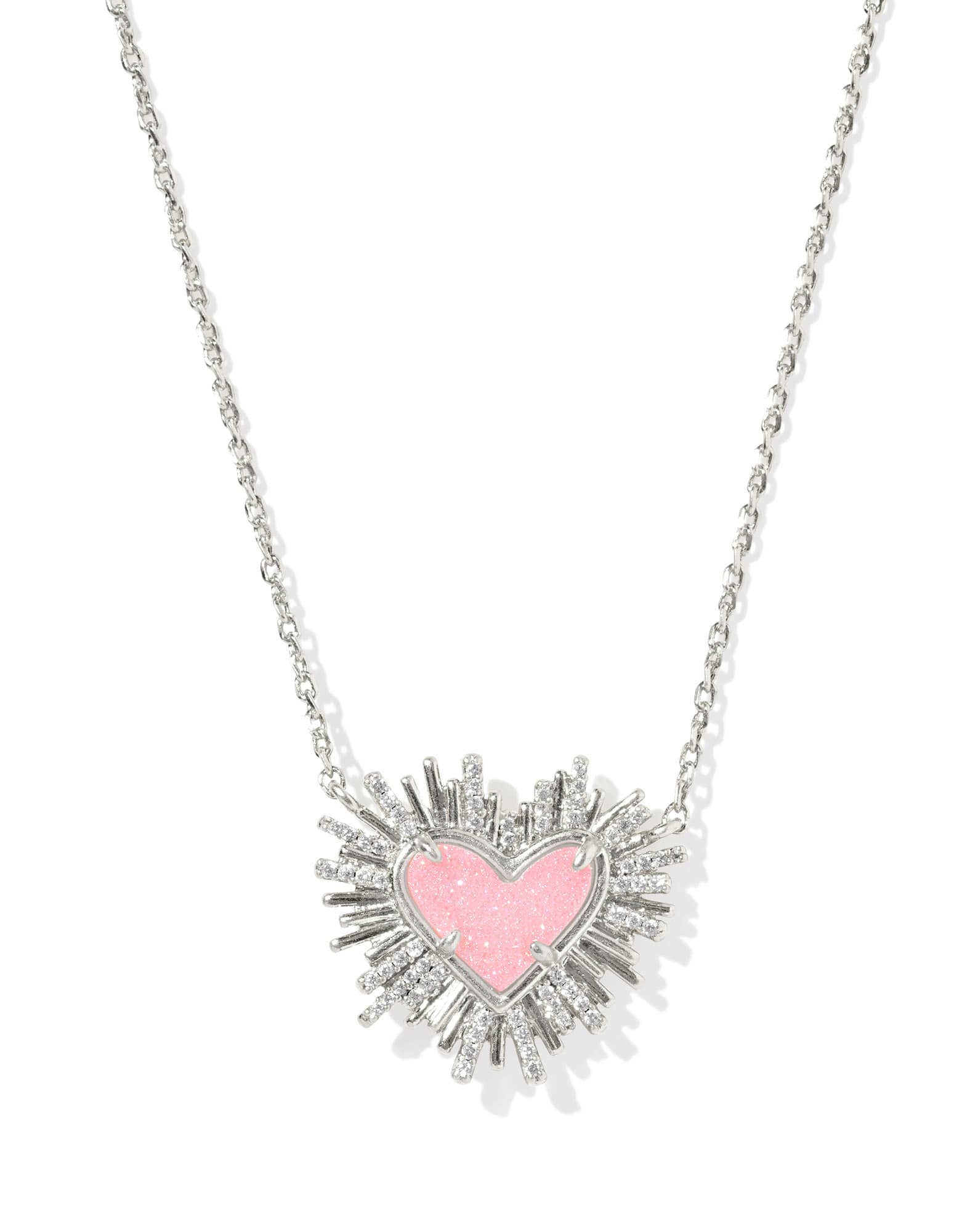 Dolly Parton x Kendra Scott Ari Heart Silver Short Pendant Necklace