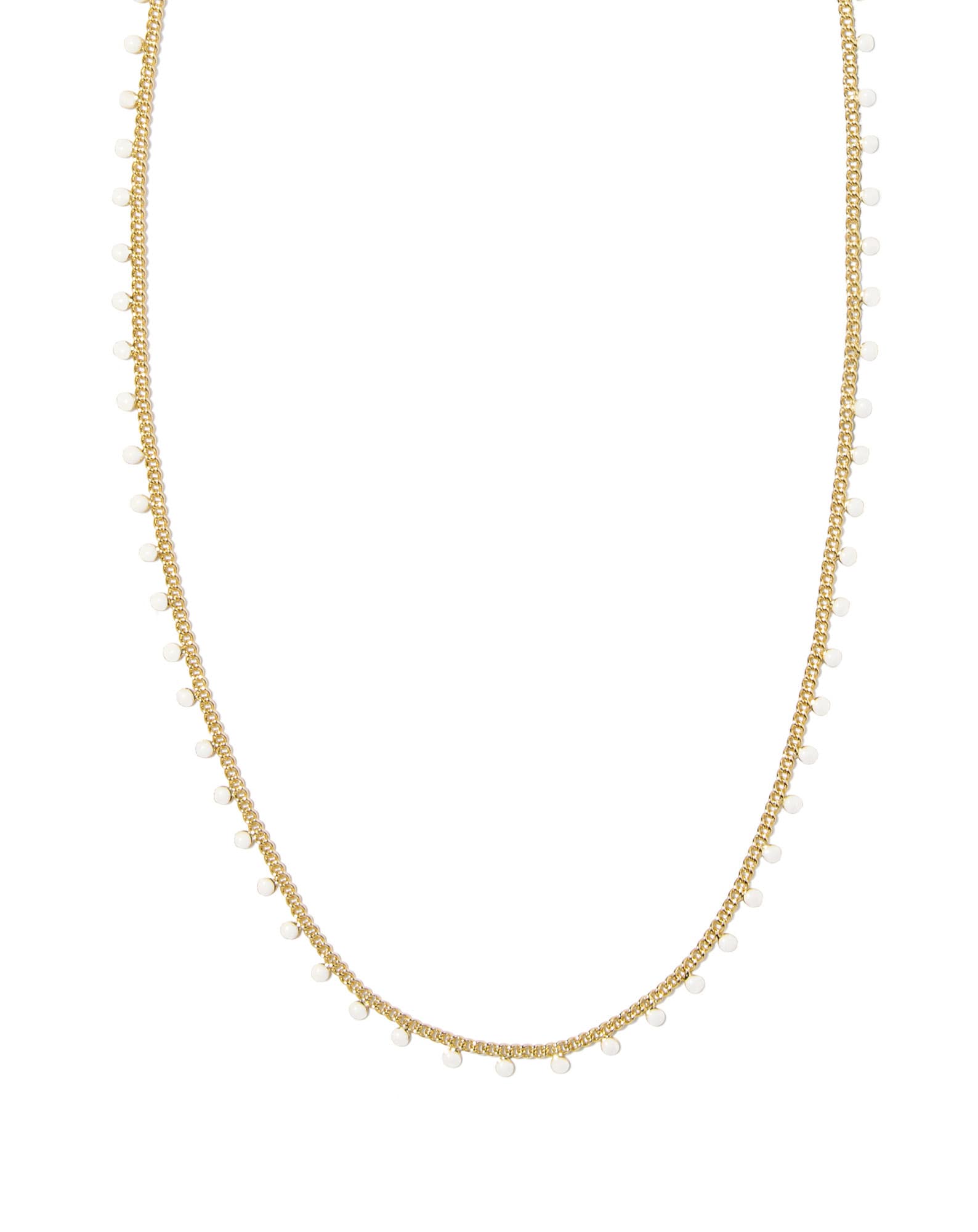 Kelsey Gold Strand Necklace in White Enamel