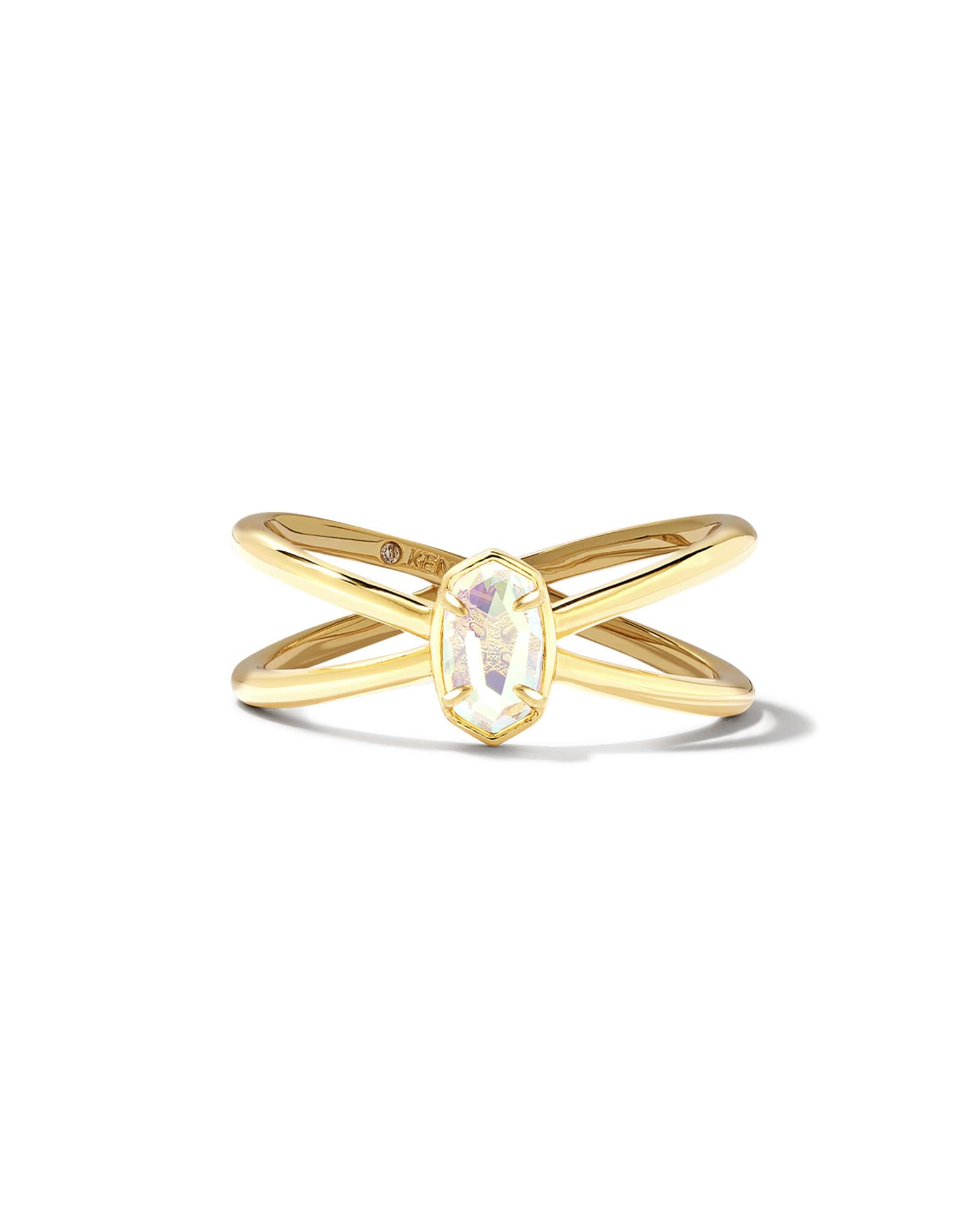 Emilie Gold Double Band Ring in Dichoric Glass