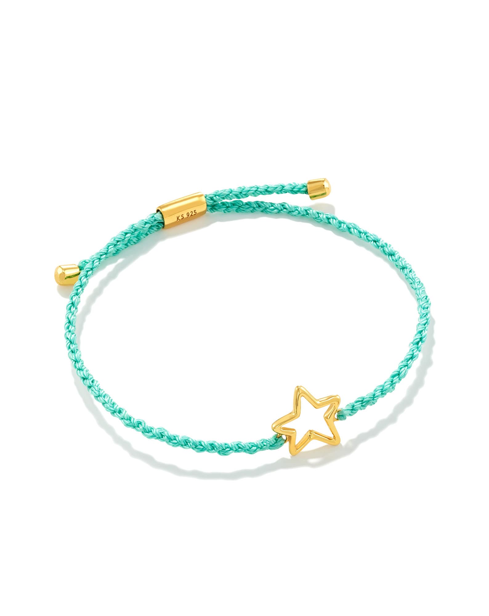 Open Star 18k Gold Vermeil Corded Bracelet in Light Turquoise