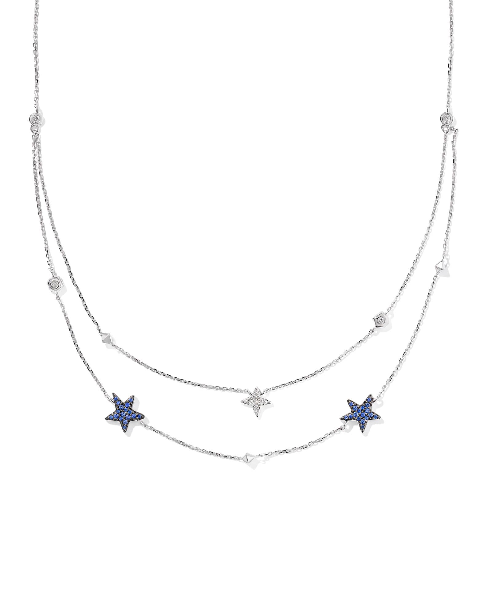Star Cluster 14k White Gold Multi Strand Necklace
