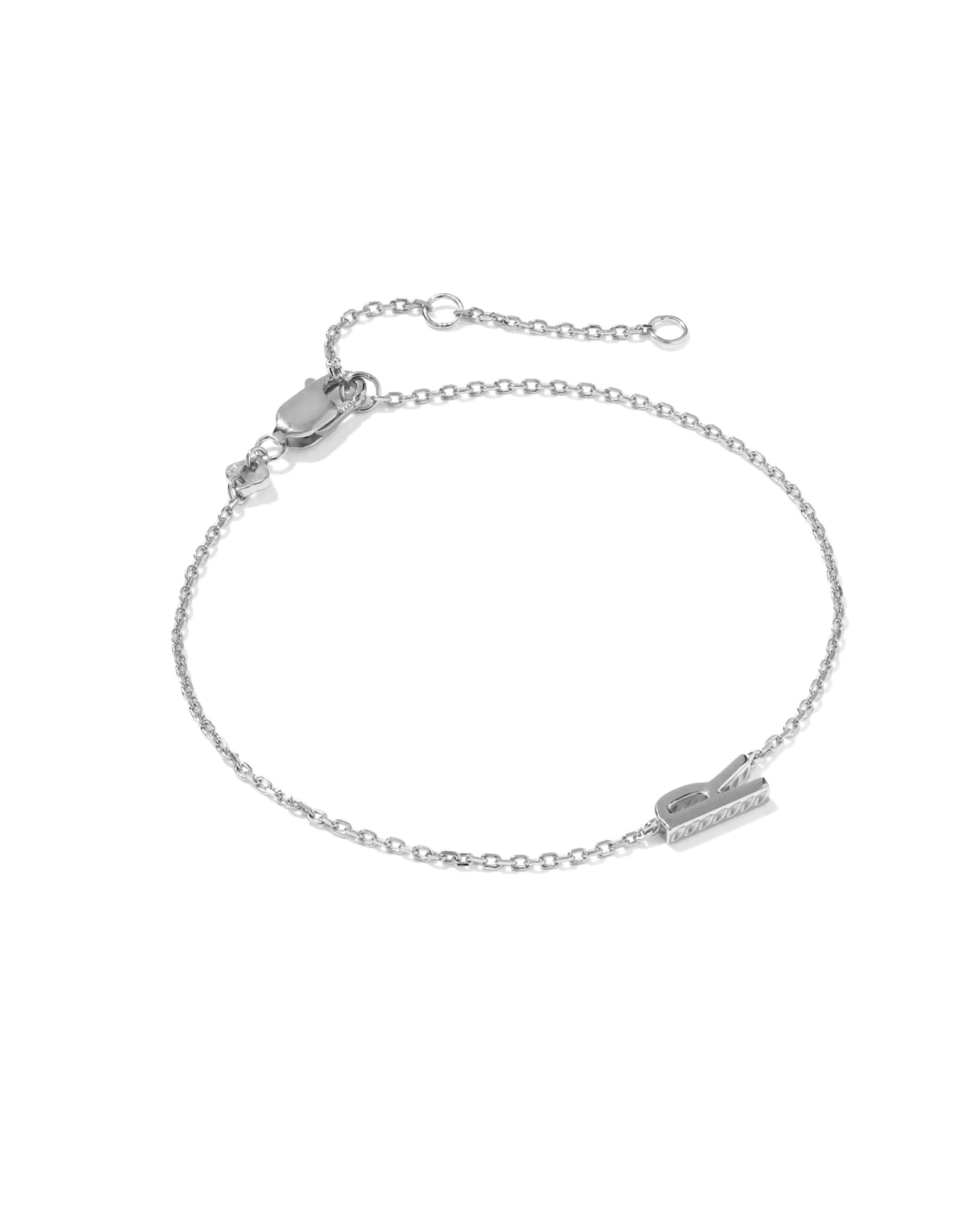 Letter R Sterling Silver Initial Bracelet