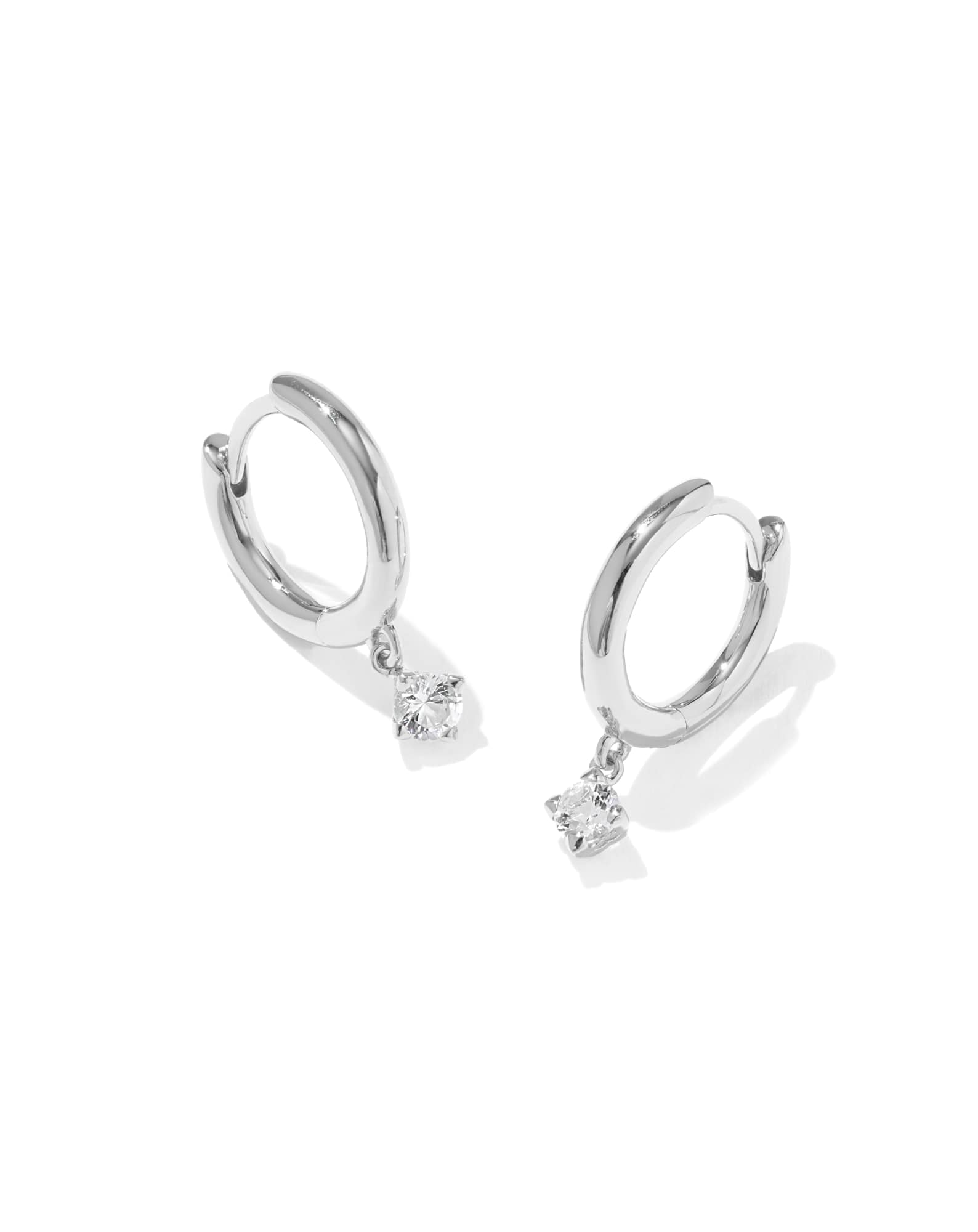 Maisie Sterling Silver April Huggie Earrings