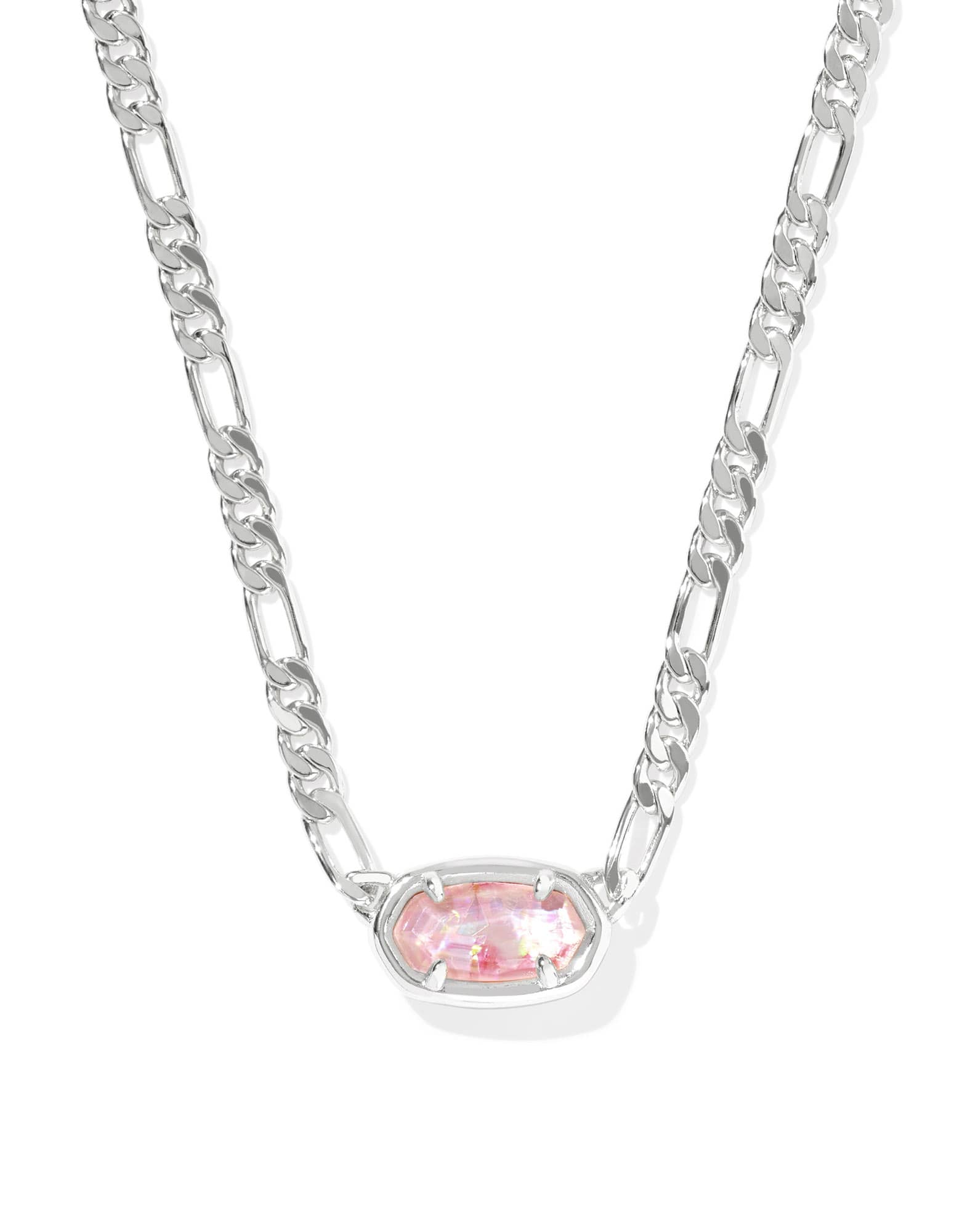 Elisa Silver Figaro Chain Short Pendant Necklace