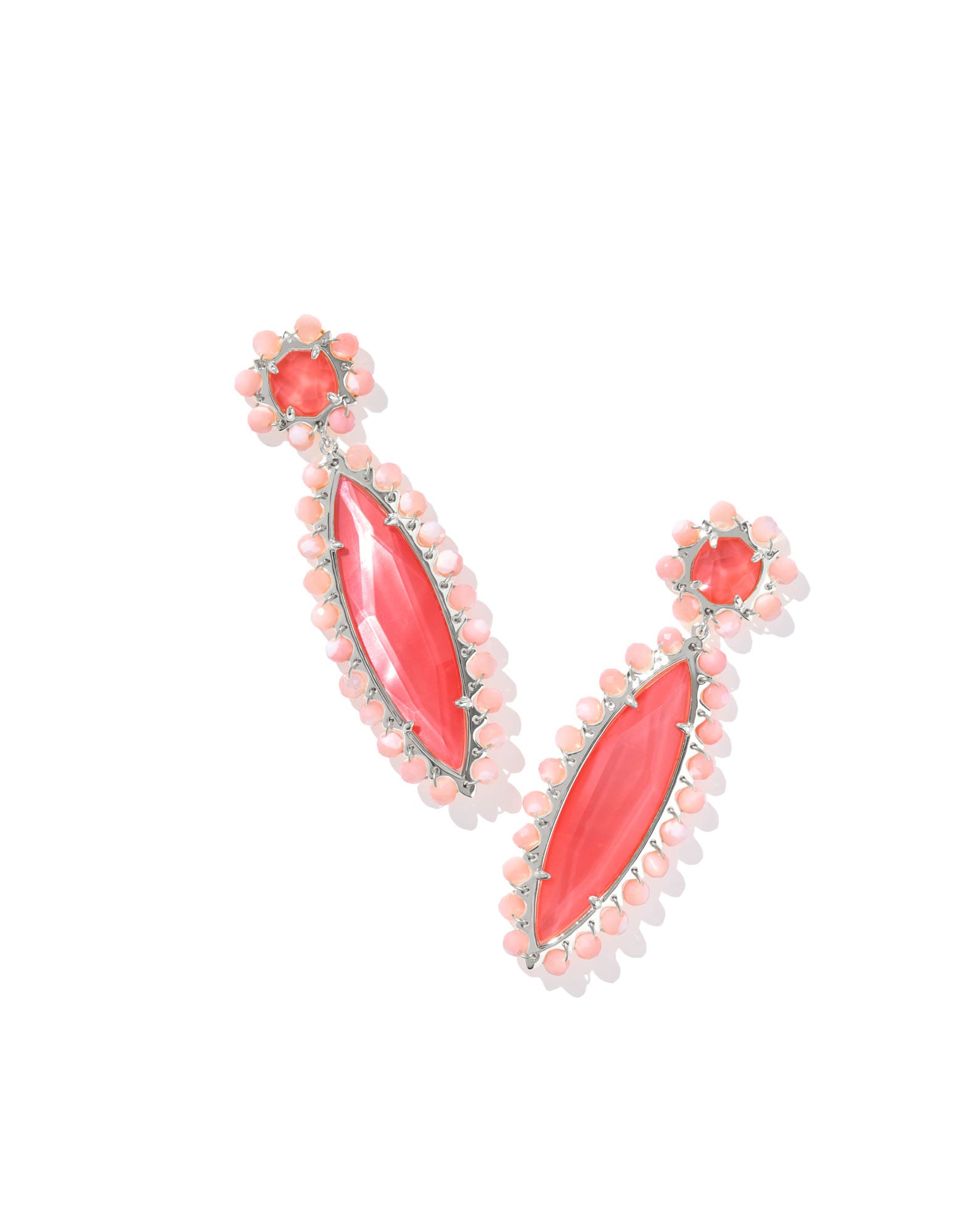 Genevieve Silver Beaded Statement Earrings