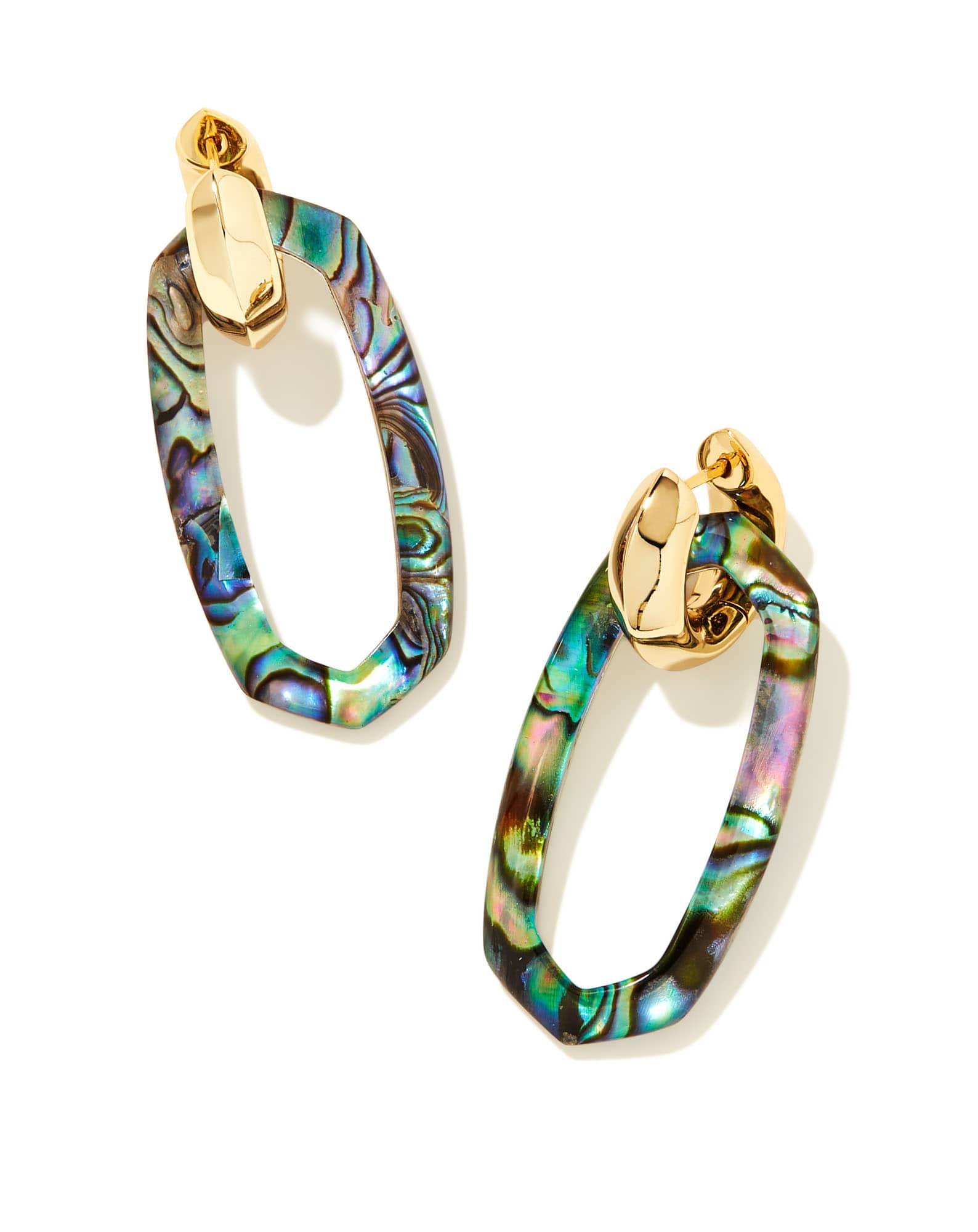 Danielle Gold Convertible Link Earrings in Abalone Shell