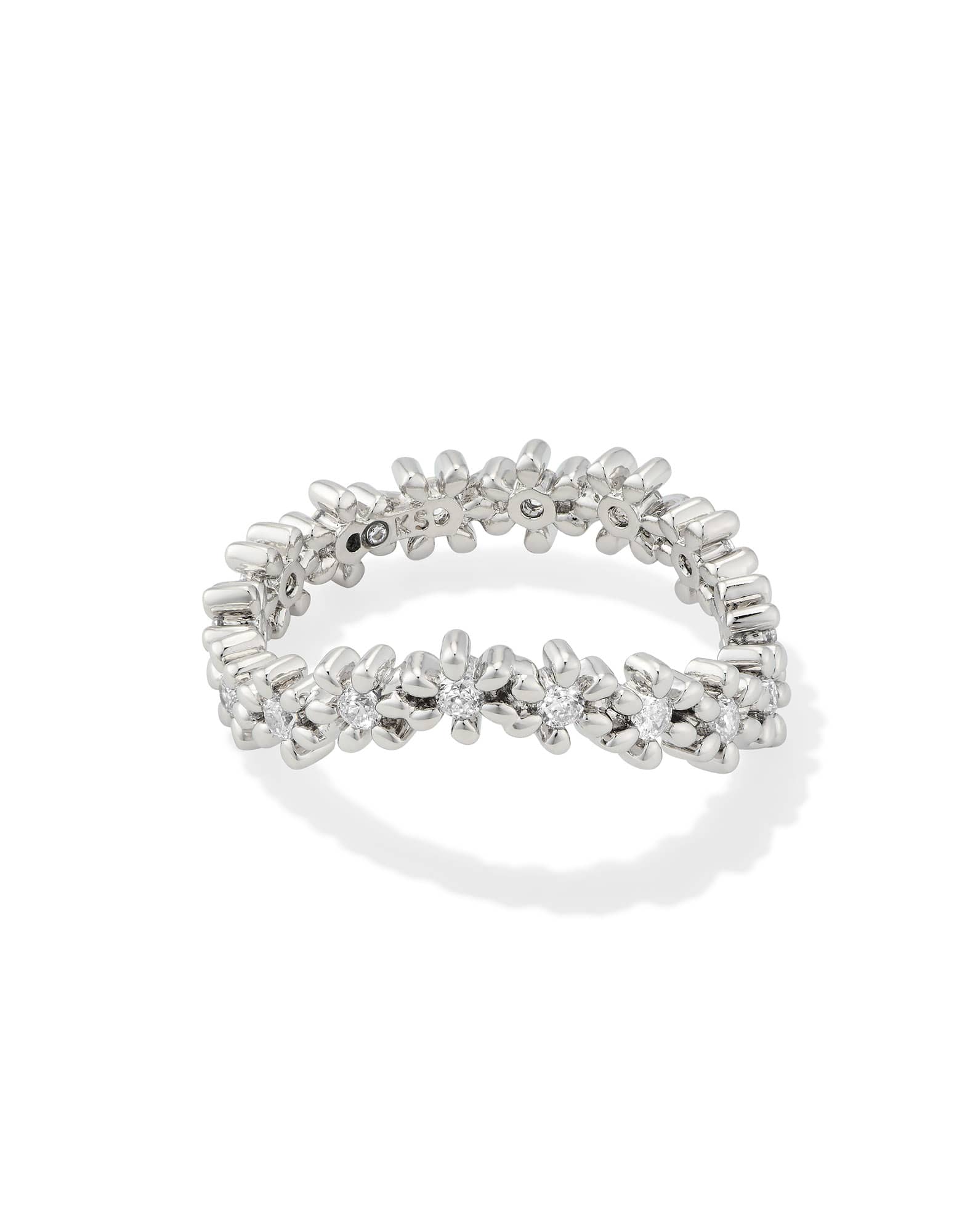 Nydia Silver Band Ring in White CZ