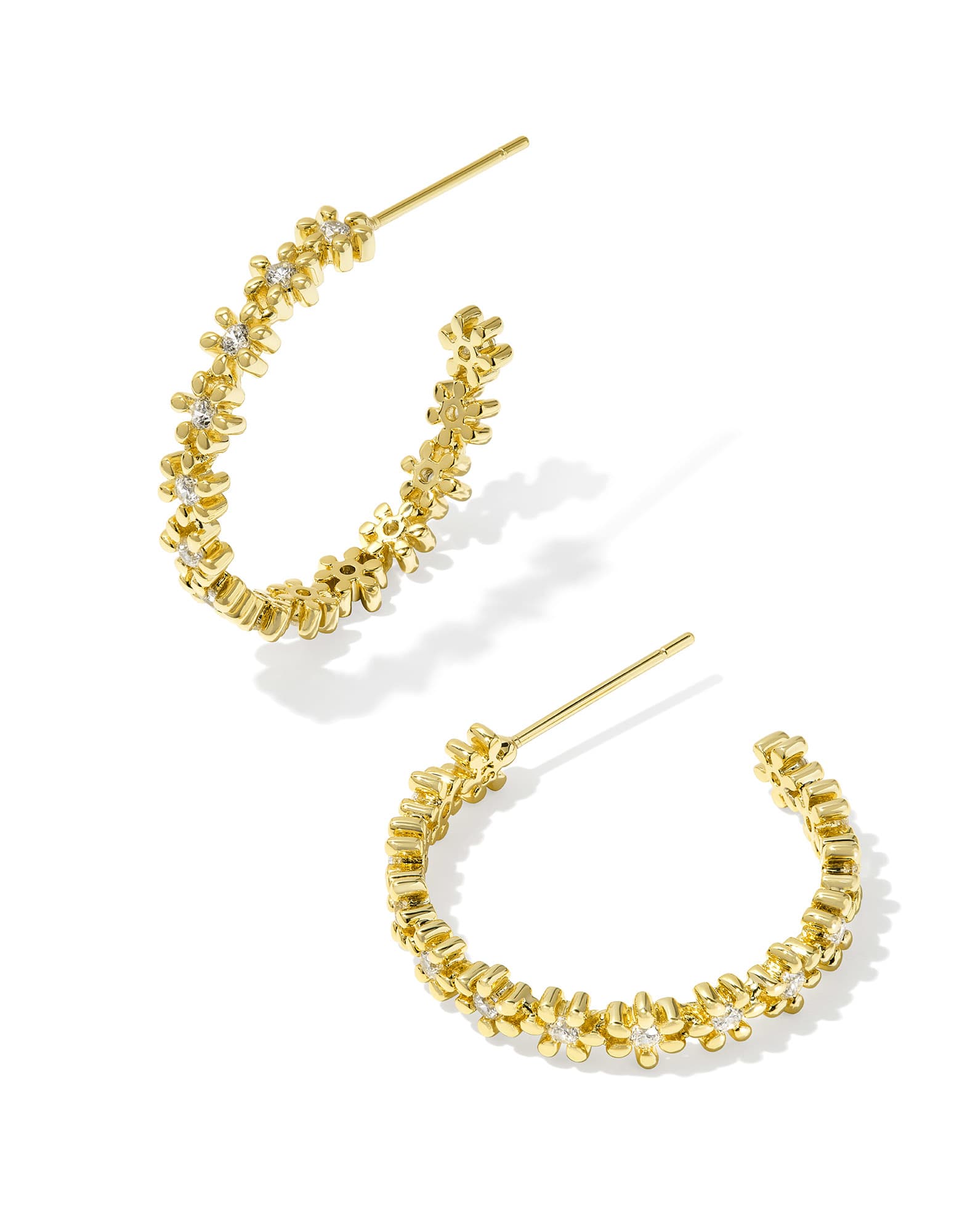 Nydia Gold Hoop Earrings in White CZ