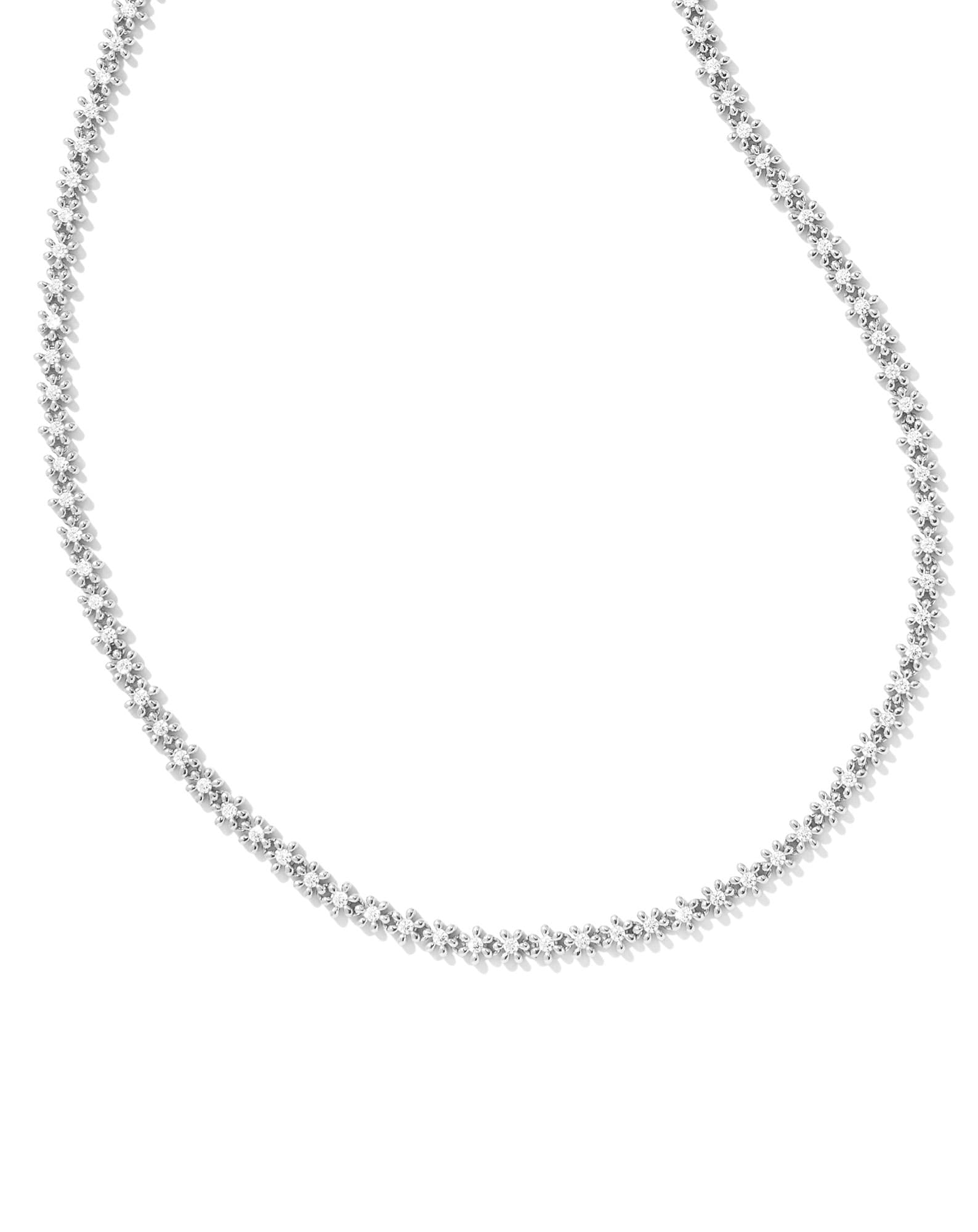 Nydia Silver Strand Necklace in White CZ