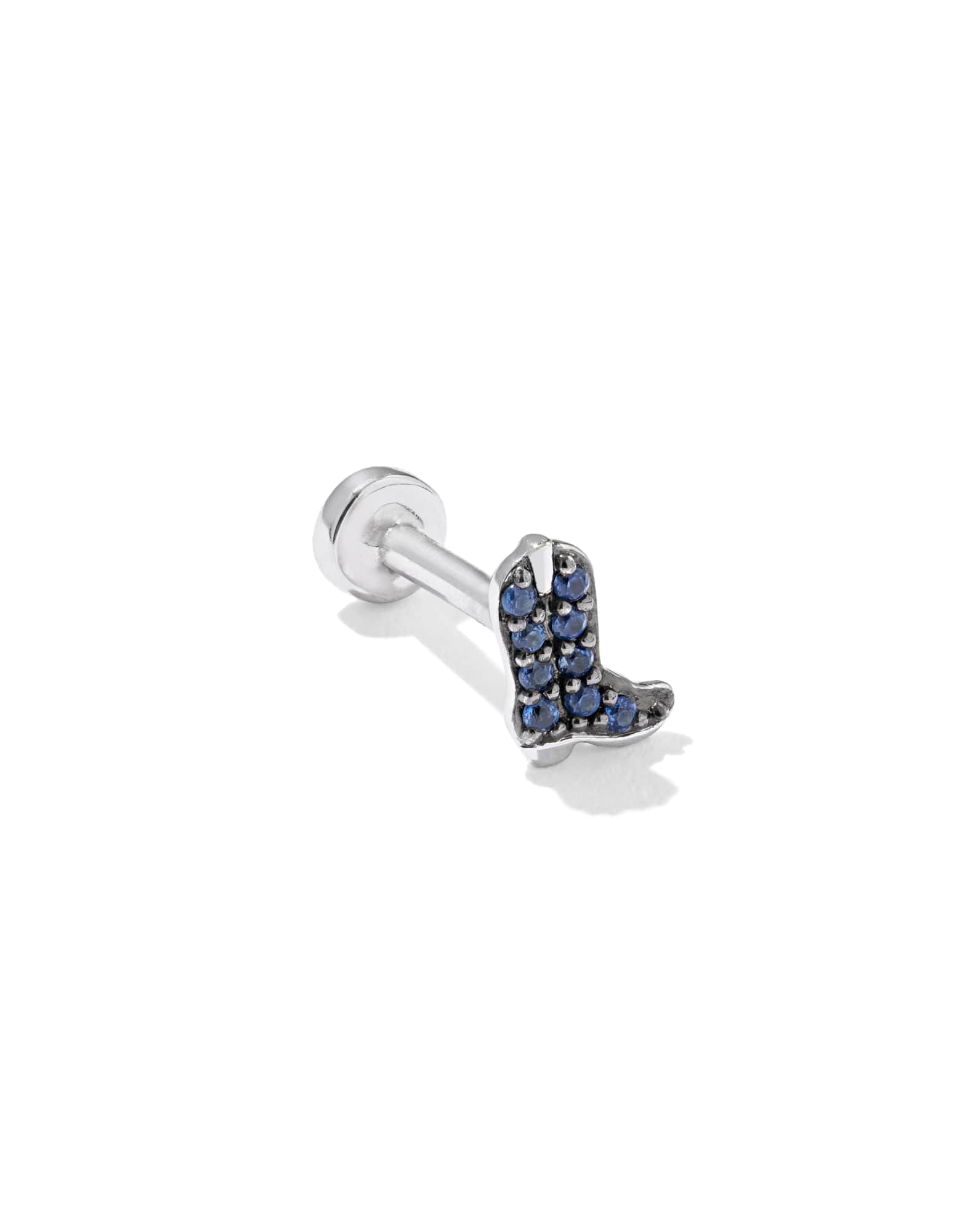 Tiny Cowboy Boot 14k White Gold Single Stud