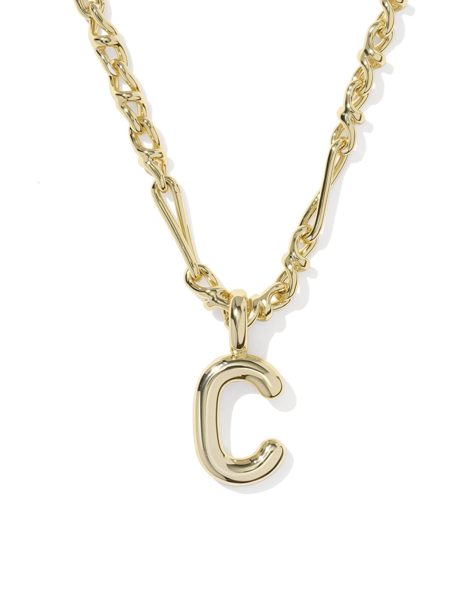 Bubble Letter C Gold Short Pendant Necklace