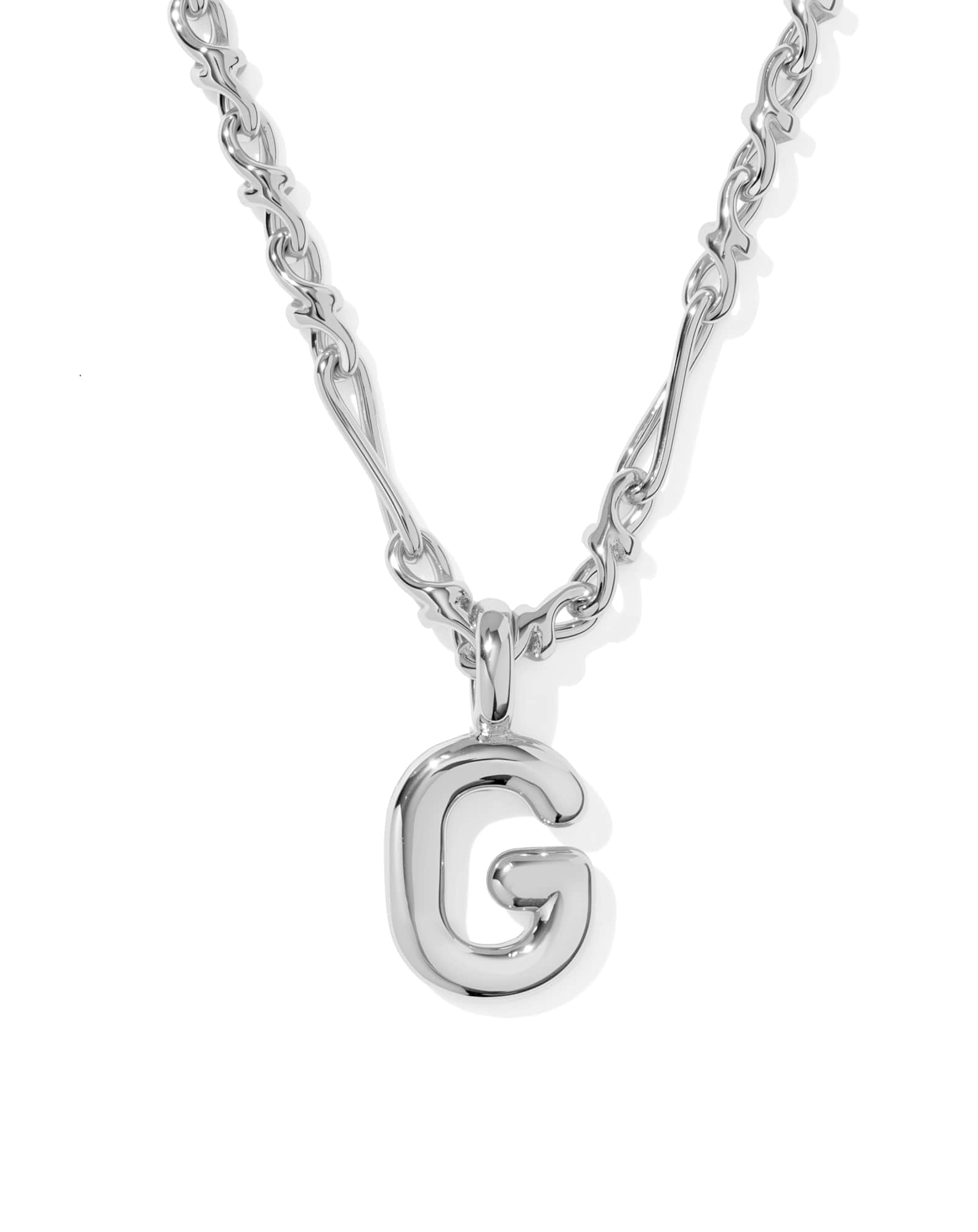 Bubble Letter G Silver Short Pendant Necklace